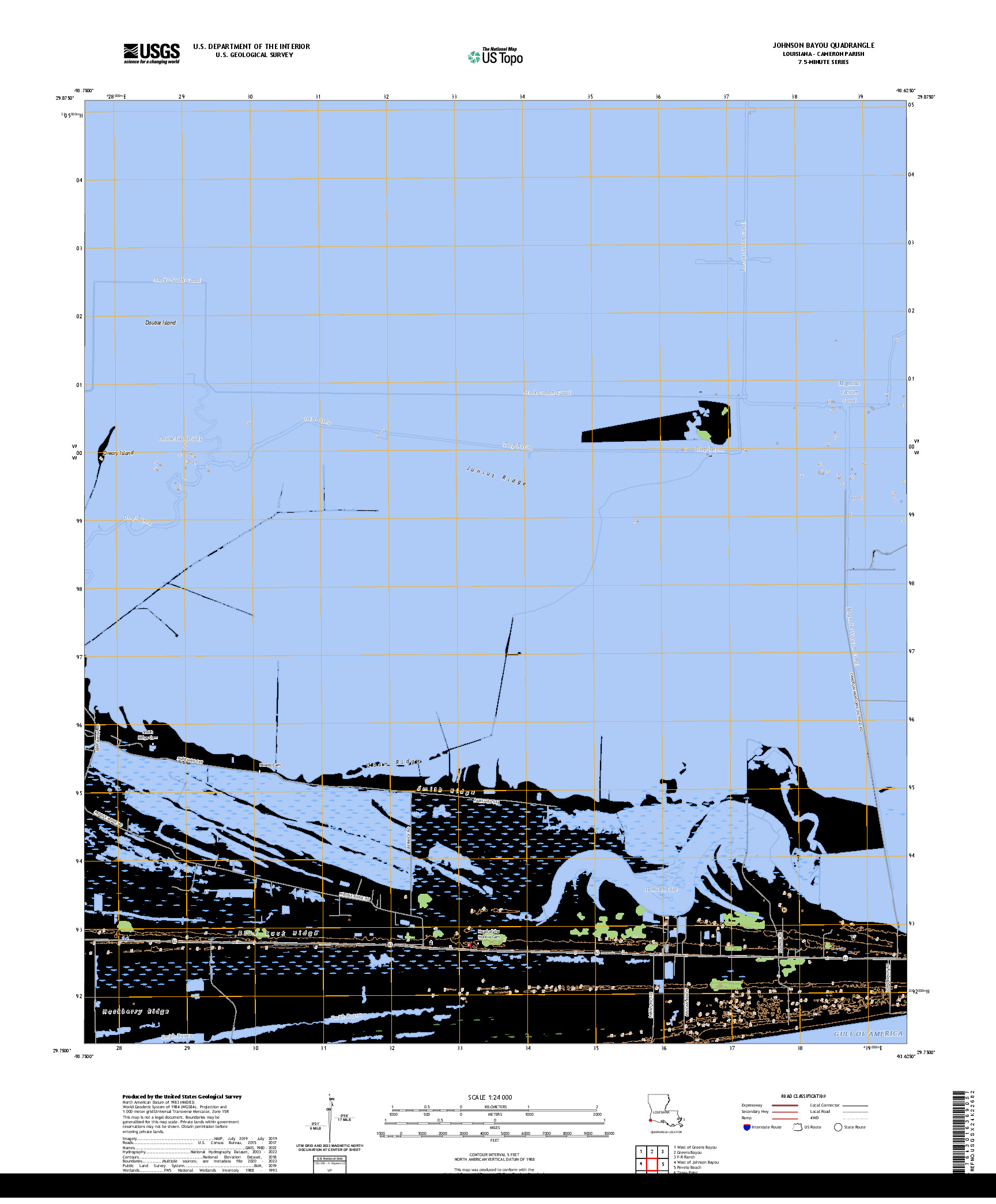 US TOPO 7.5-MINUTE MAP FOR JOHNSON BAYOU, LA