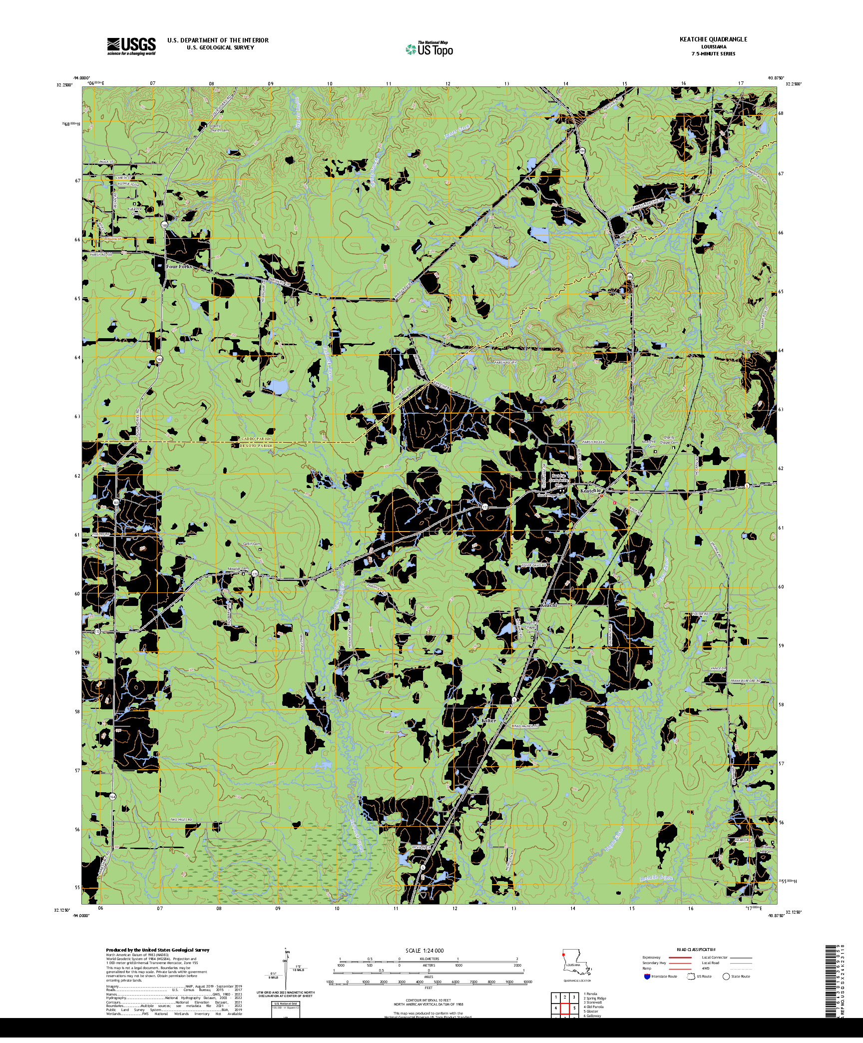 US TOPO 7.5-MINUTE MAP FOR KEATCHIE, LA