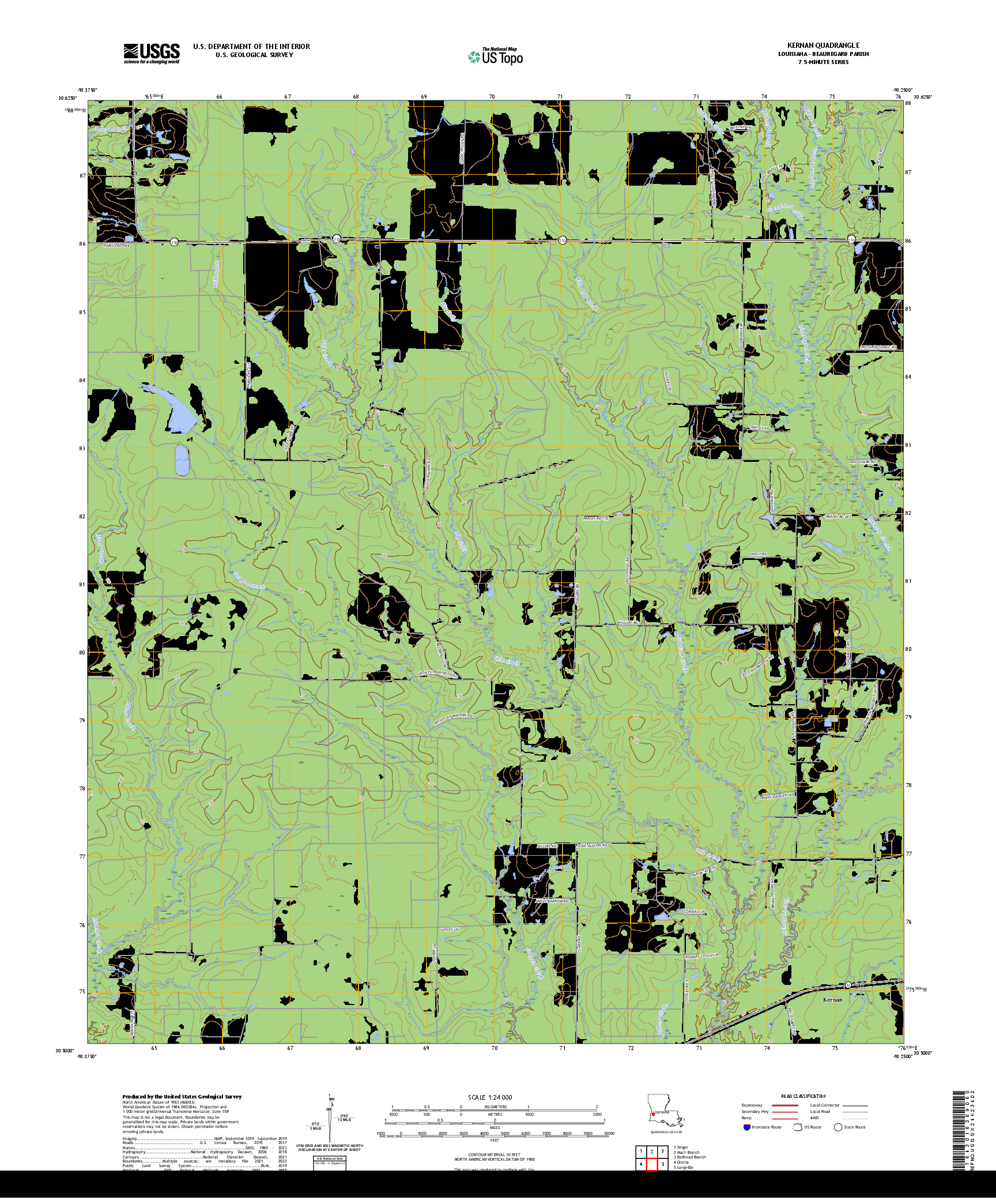 US TOPO 7.5-MINUTE MAP FOR KERNAN, LA
