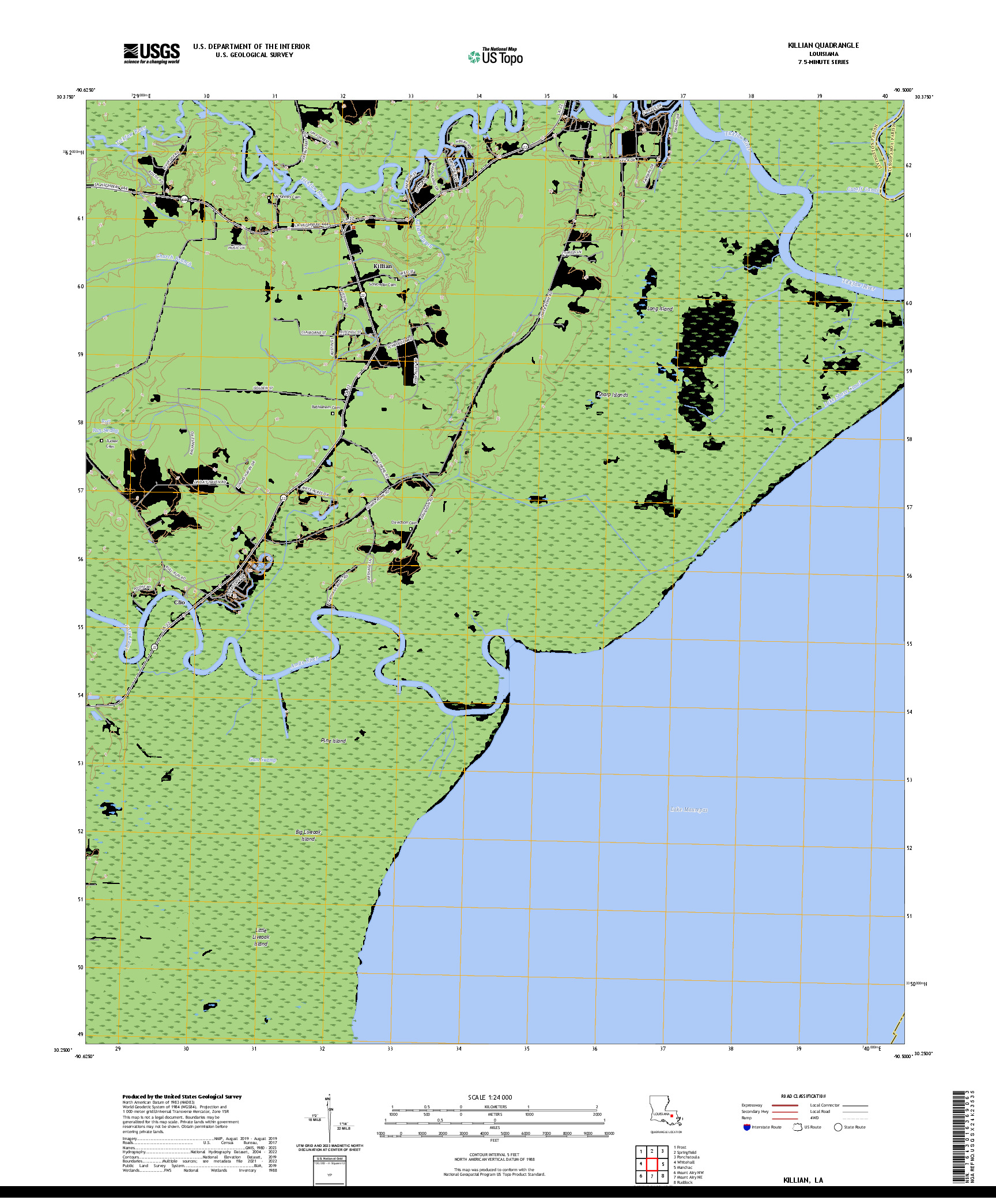 US TOPO 7.5-MINUTE MAP FOR KILLIAN, LA