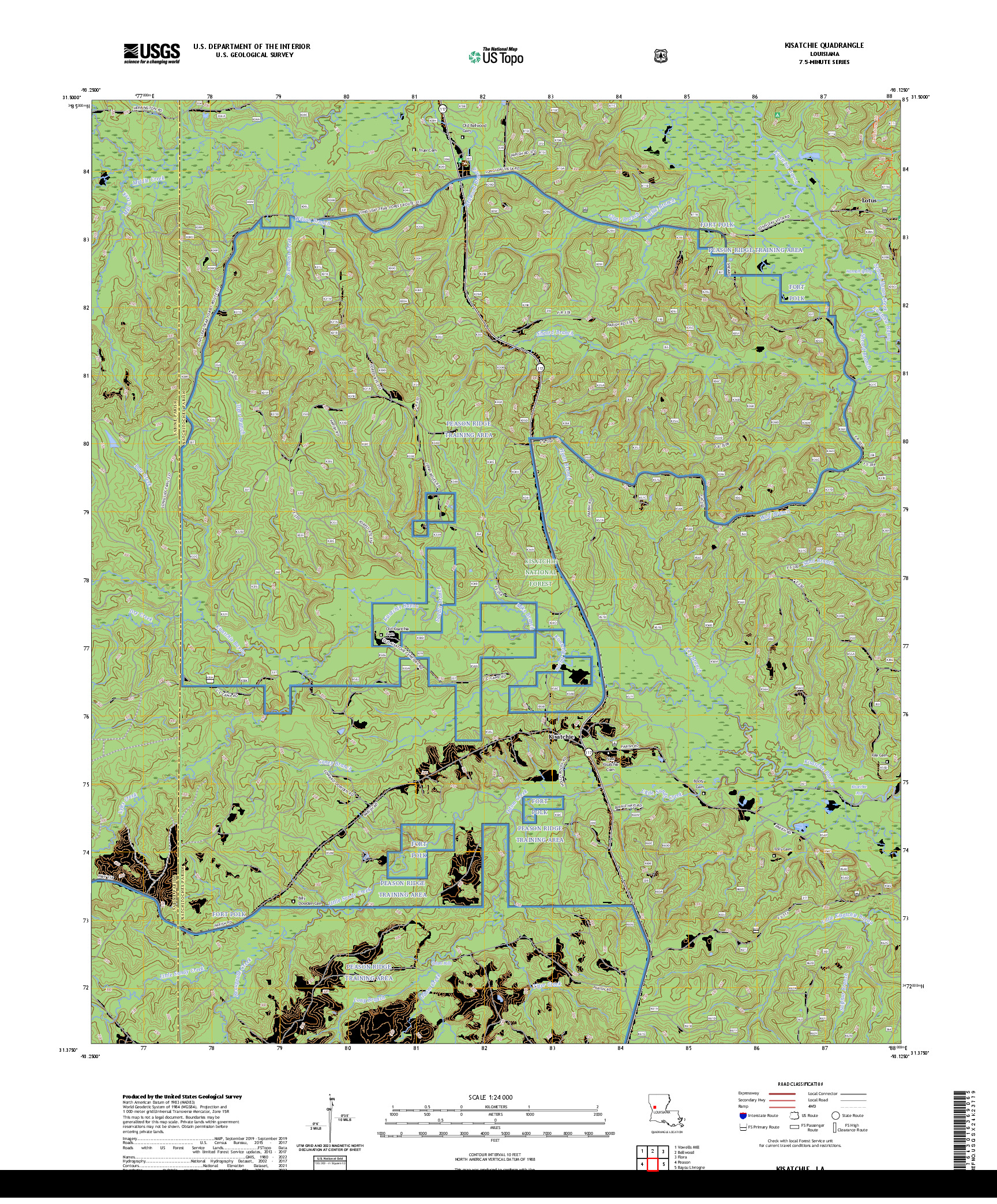US TOPO 7.5-MINUTE MAP FOR KISATCHIE, LA