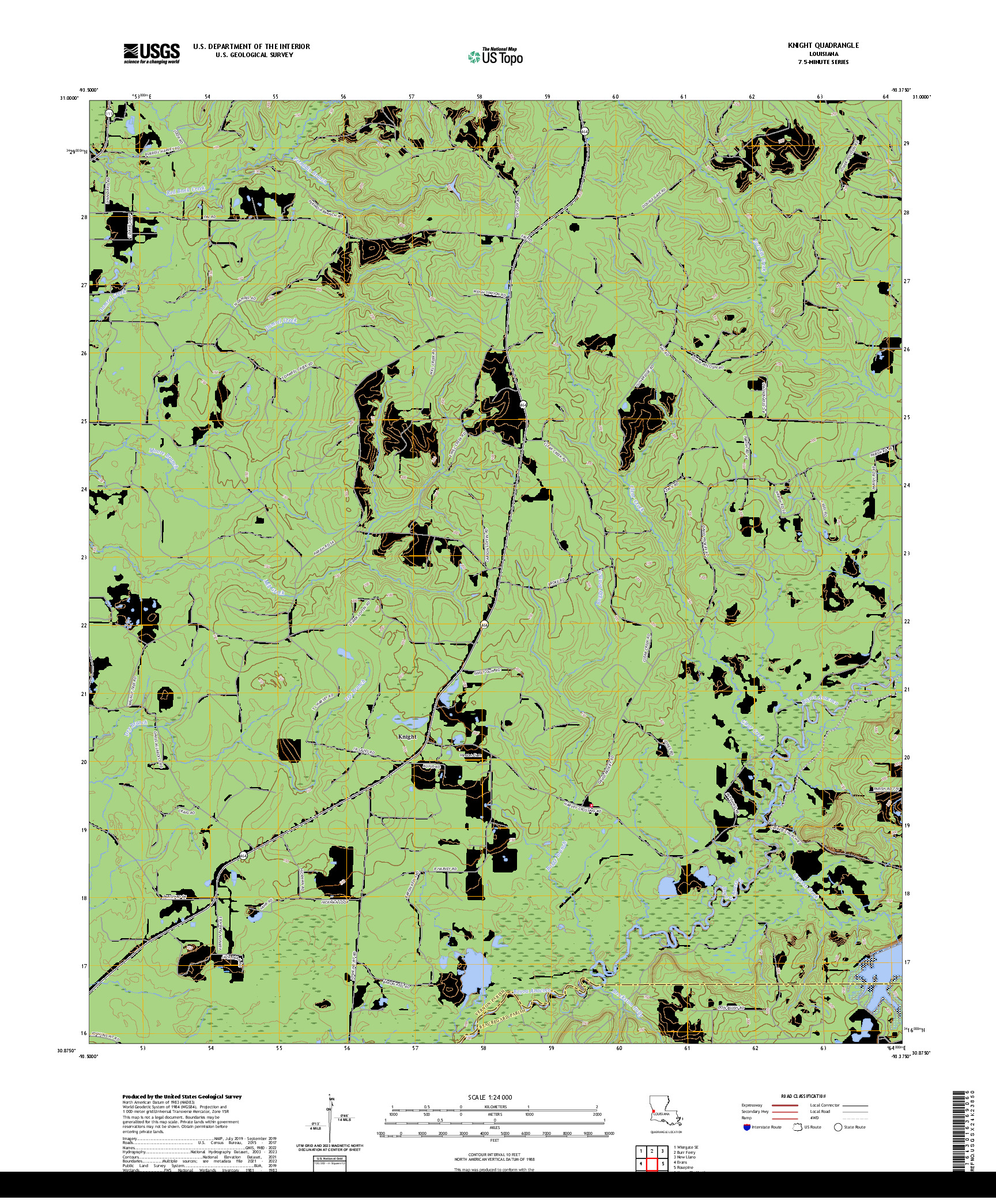 US TOPO 7.5-MINUTE MAP FOR KNIGHT, LA