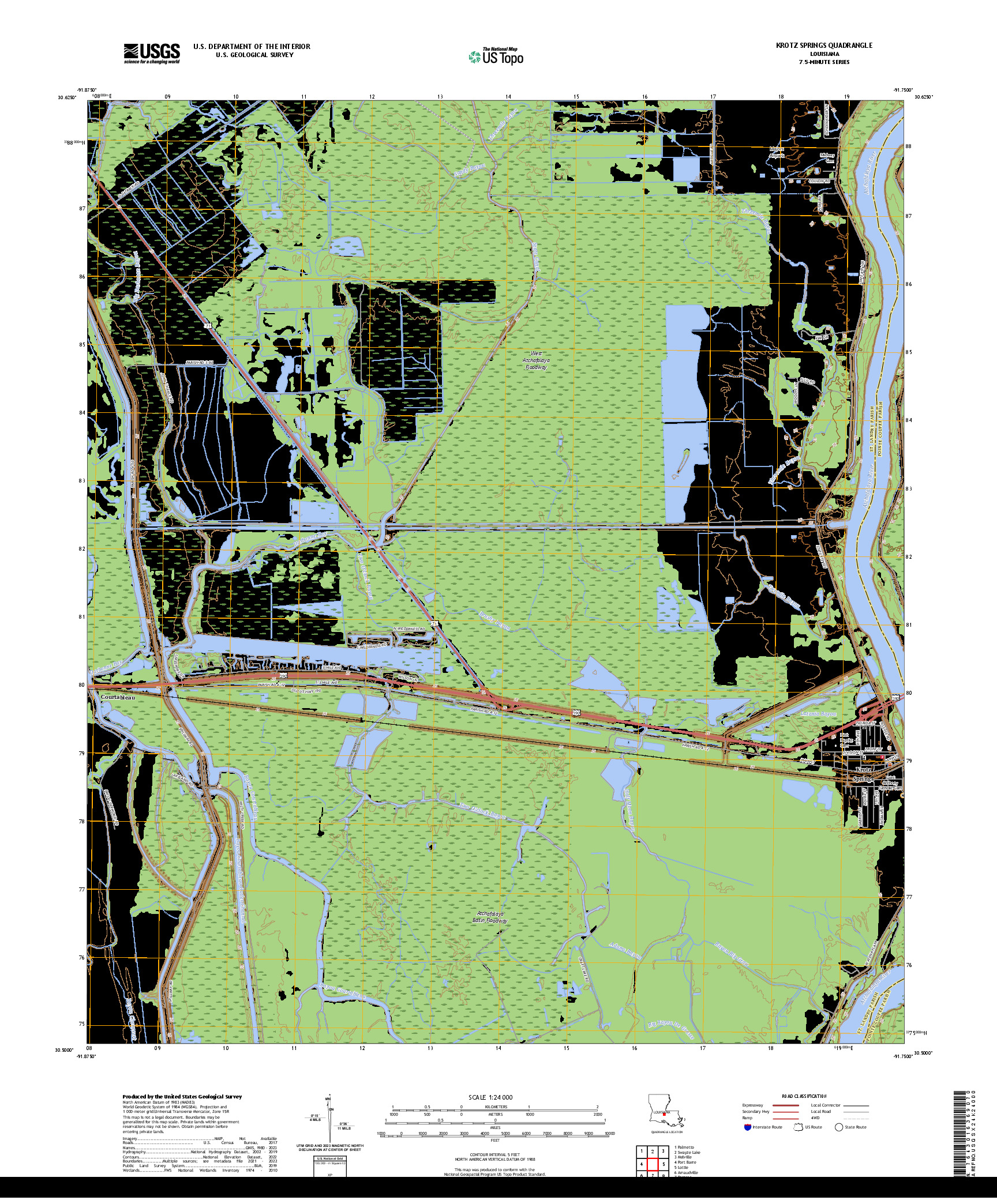 US TOPO 7.5-MINUTE MAP FOR KROTZ SPRINGS, LA