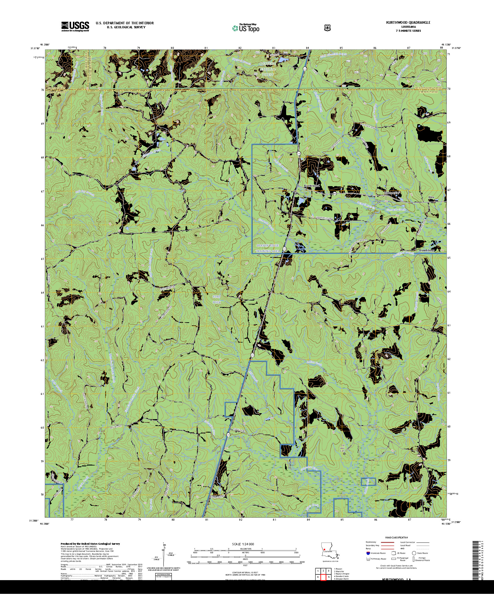 US TOPO 7.5-MINUTE MAP FOR KURTHWOOD, LA