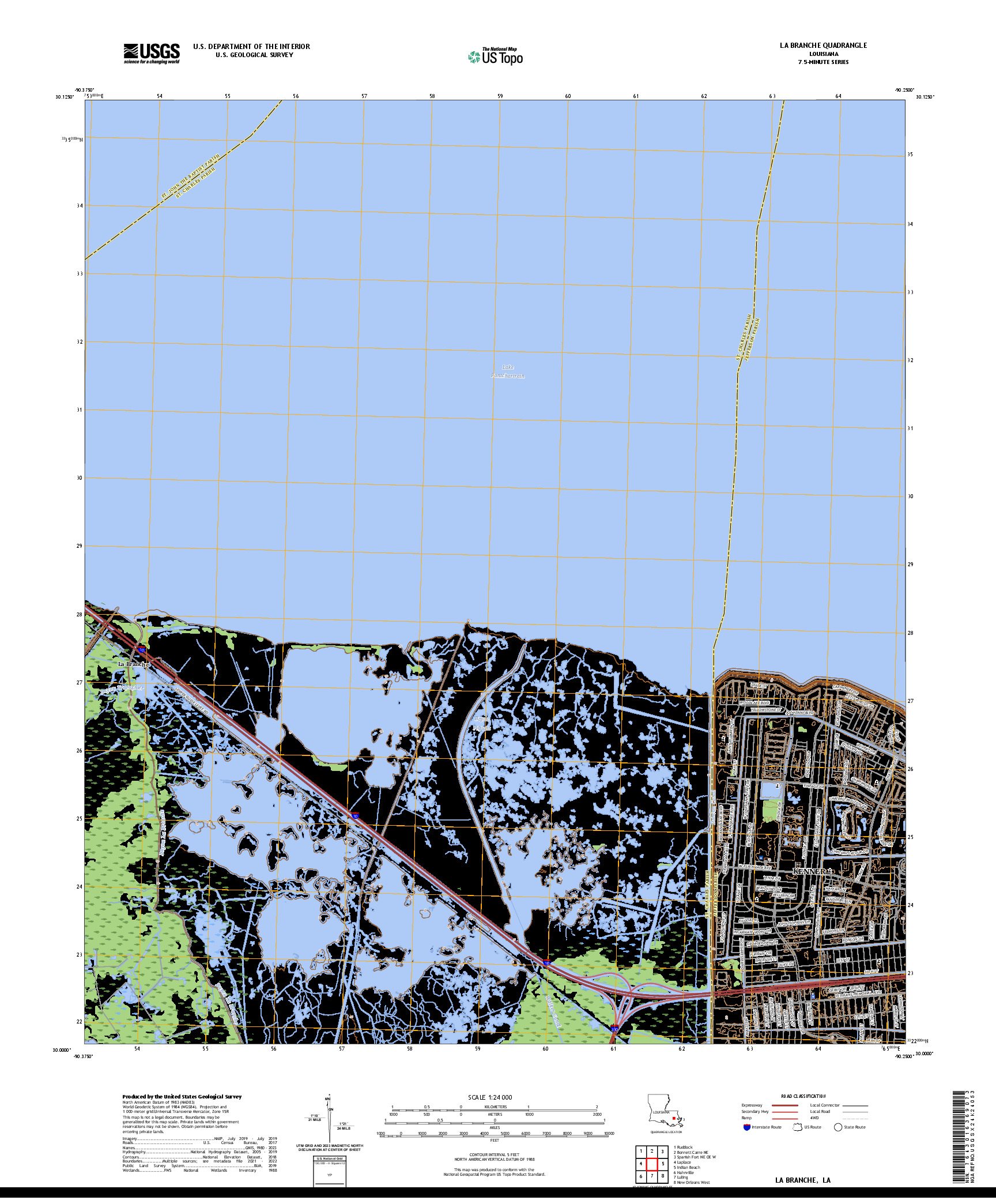 US TOPO 7.5-MINUTE MAP FOR LA BRANCHE, LA