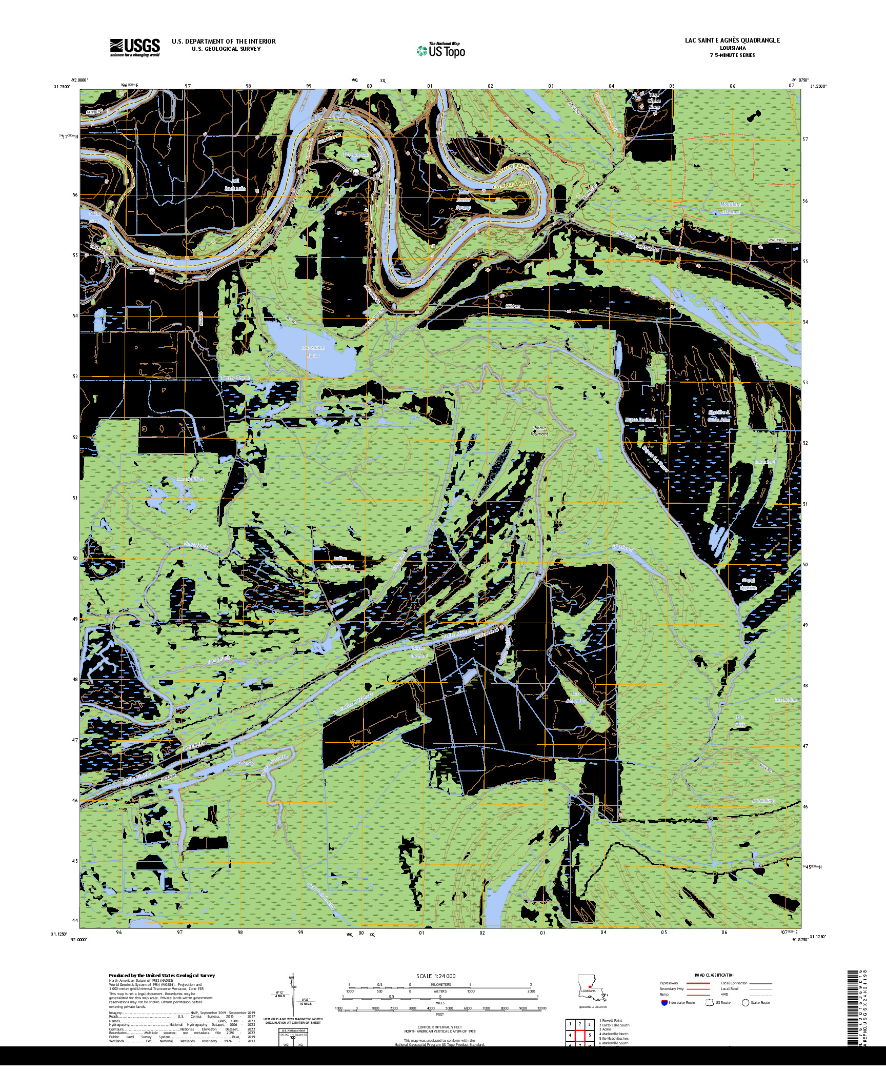US TOPO 7.5-MINUTE MAP FOR LAC SAINTE AGNES, LA