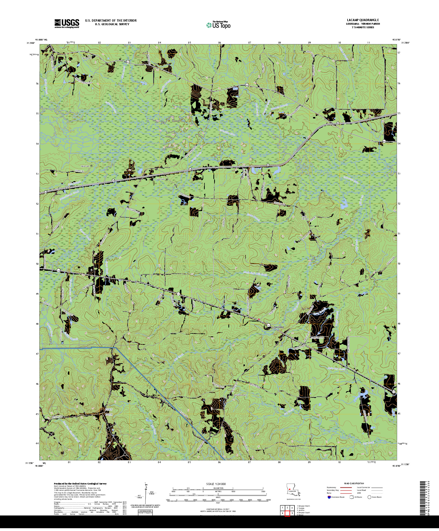 US TOPO 7.5-MINUTE MAP FOR LACAMP, LA