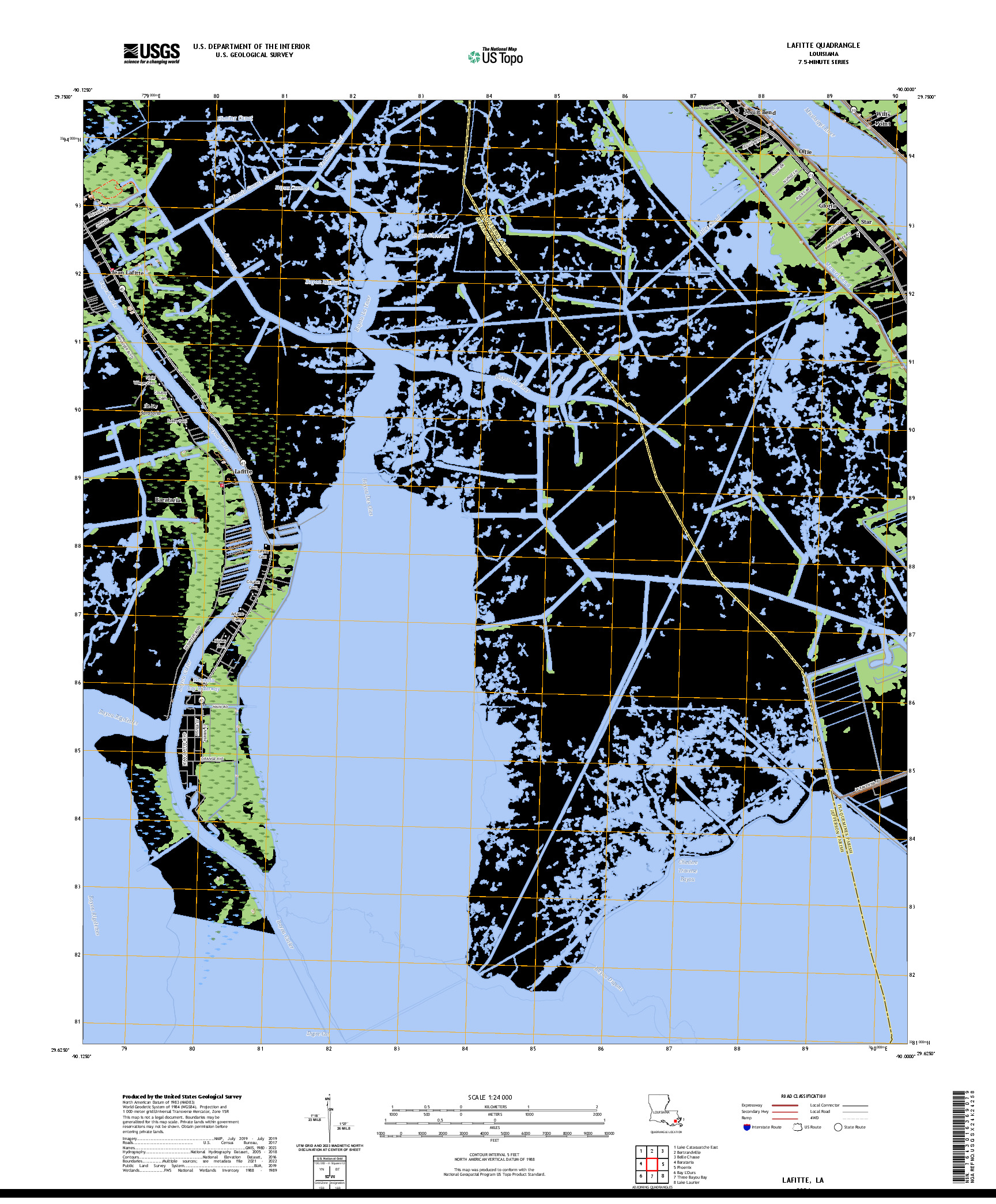 US TOPO 7.5-MINUTE MAP FOR LAFITTE, LA