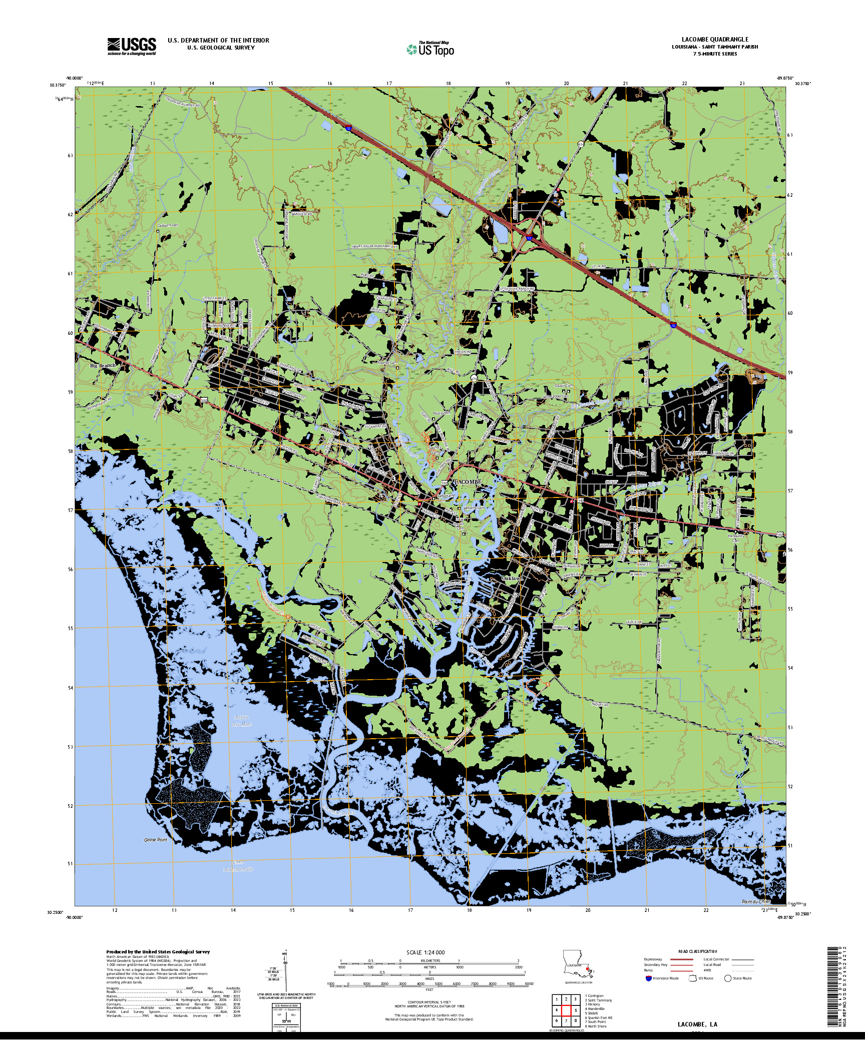 US TOPO 7.5-MINUTE MAP FOR LACOMBE, LA
