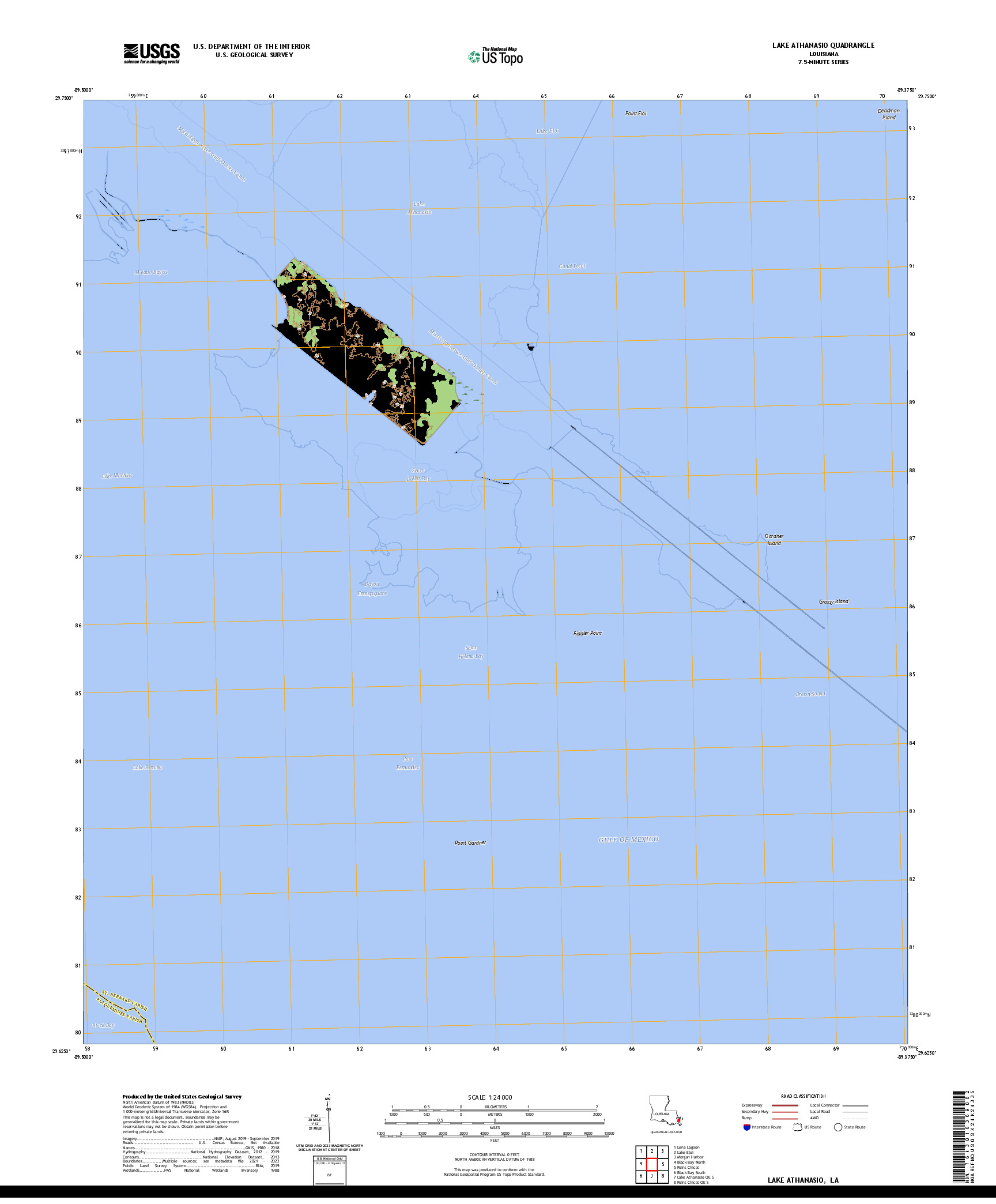 US TOPO 7.5-MINUTE MAP FOR LAKE ATHANASIO, LA