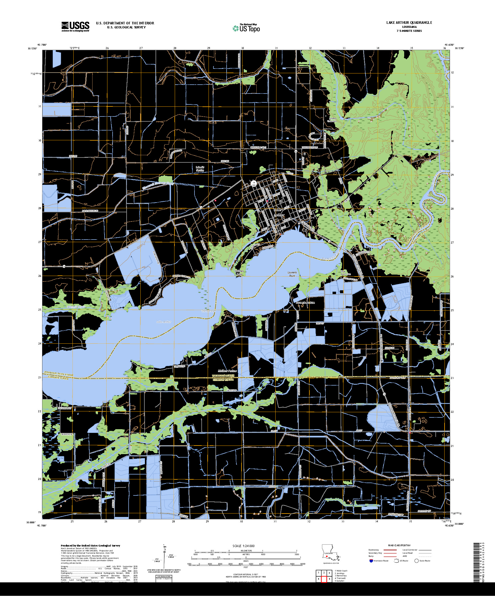 US TOPO 7.5-MINUTE MAP FOR LAKE ARTHUR, LA