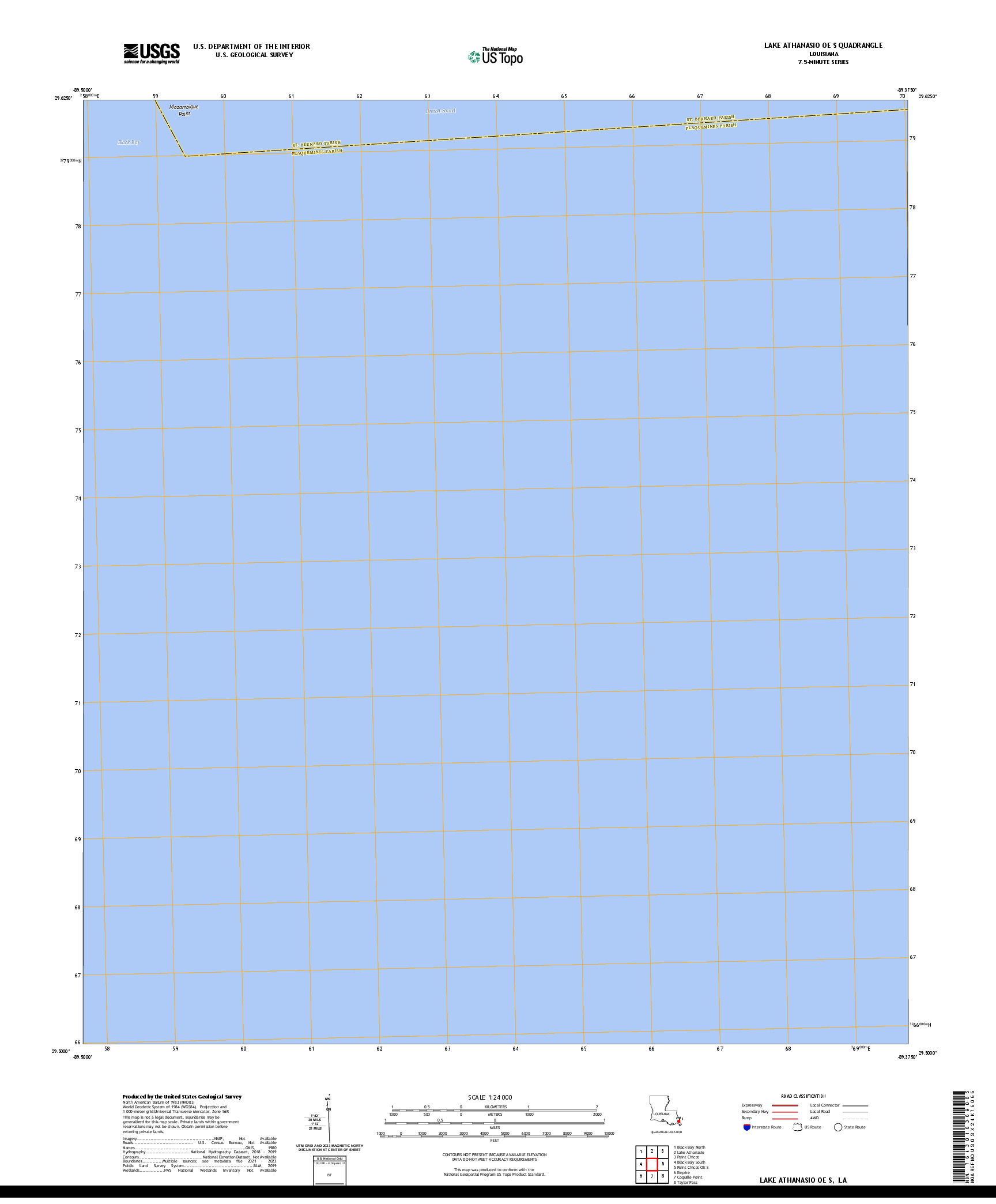 US TOPO 7.5-MINUTE MAP FOR LAKE ATHANASIO OE S, LA