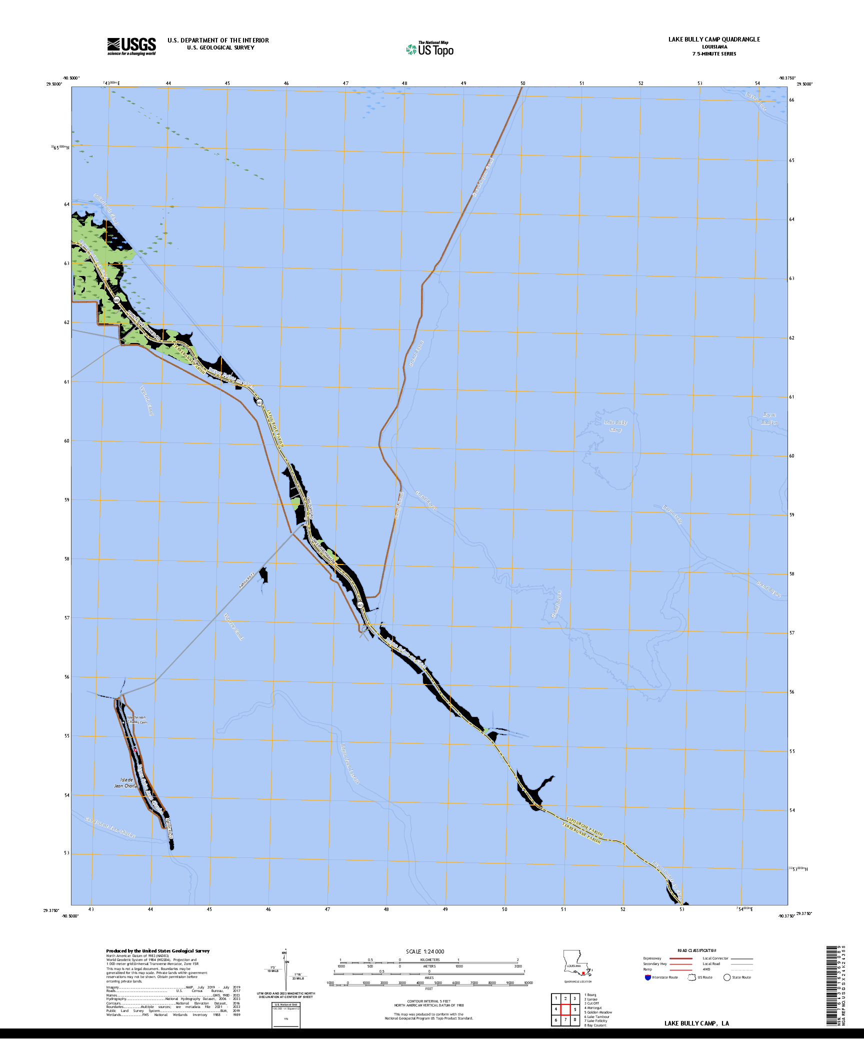 US TOPO 7.5-MINUTE MAP FOR LAKE BULLY CAMP, LA