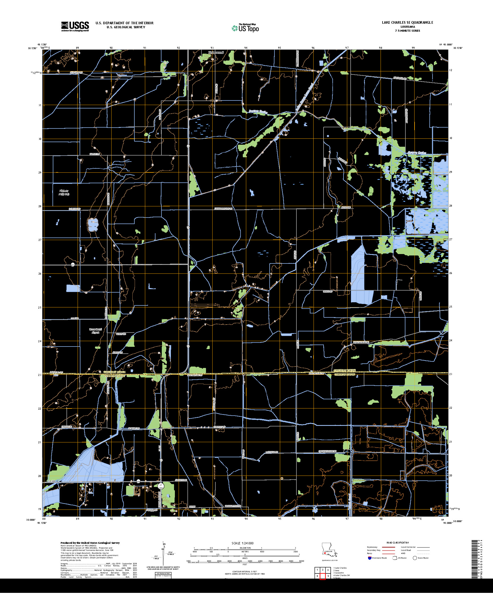 US TOPO 7.5-MINUTE MAP FOR LAKE CHARLES SE, LA