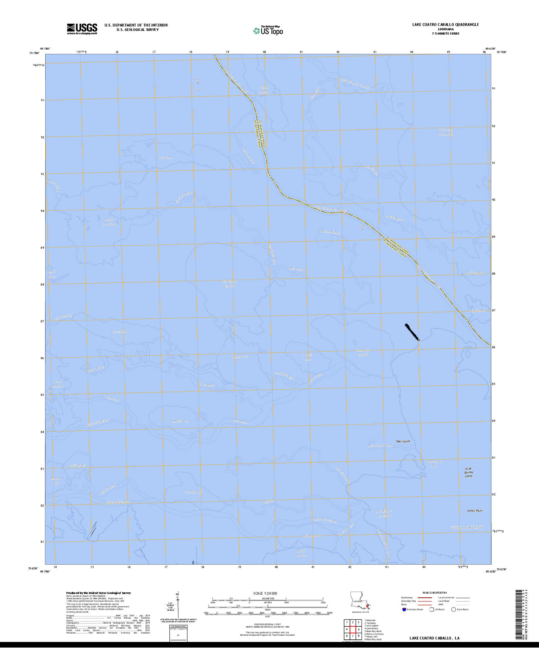US TOPO 7.5-MINUTE MAP FOR LAKE CUATRO CABALLO, LA