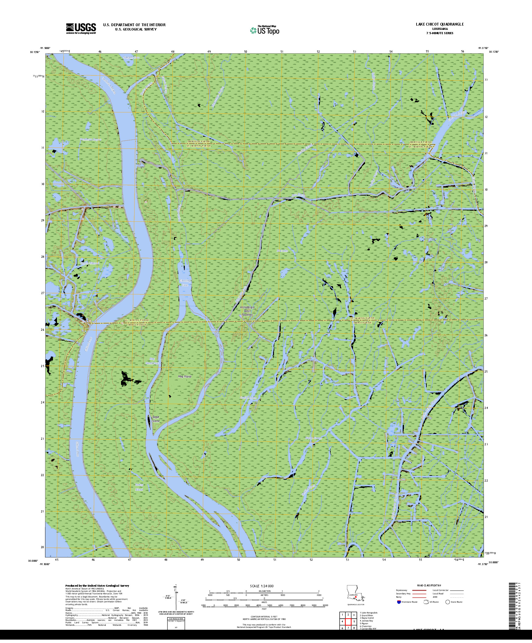 US TOPO 7.5-MINUTE MAP FOR LAKE CHICOT, LA