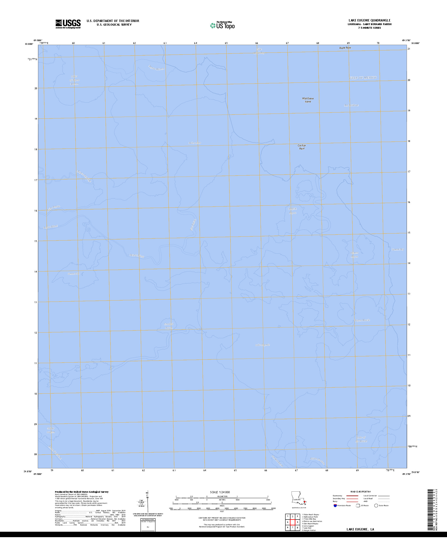 US TOPO 7.5-MINUTE MAP FOR LAKE EUGENIE, LA