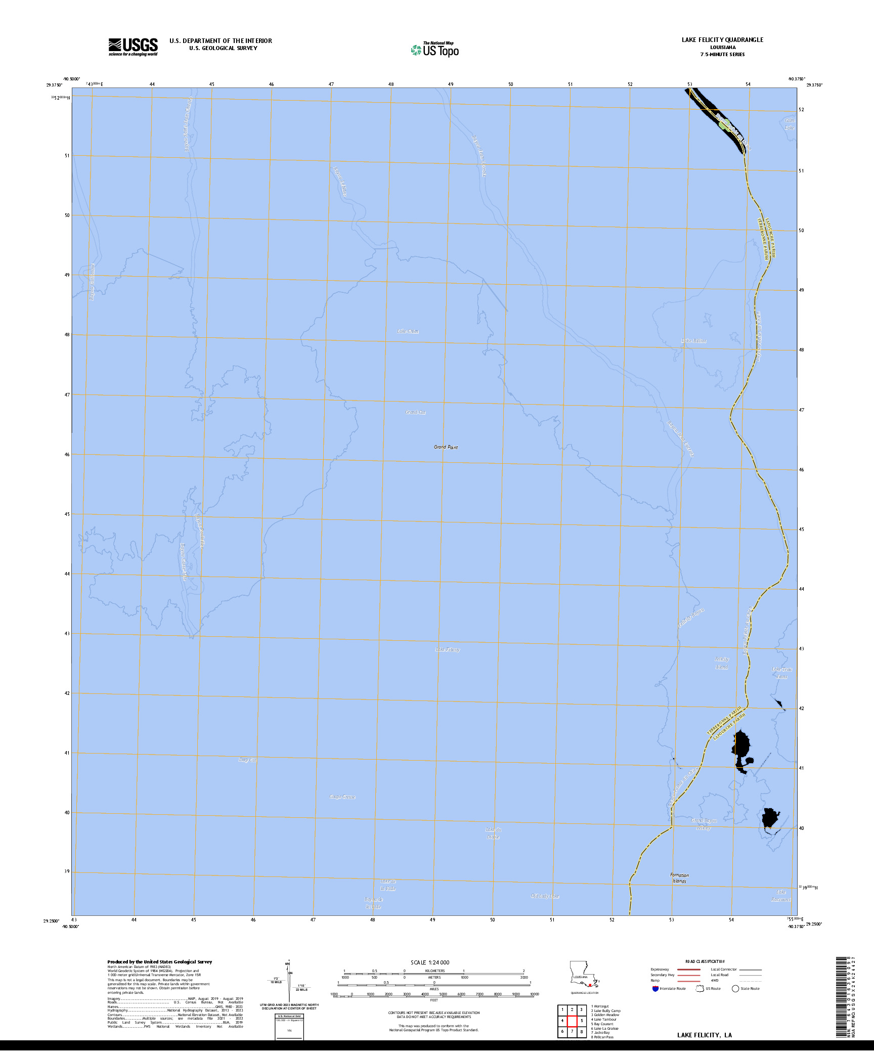 US TOPO 7.5-MINUTE MAP FOR LAKE FELICITY, LA