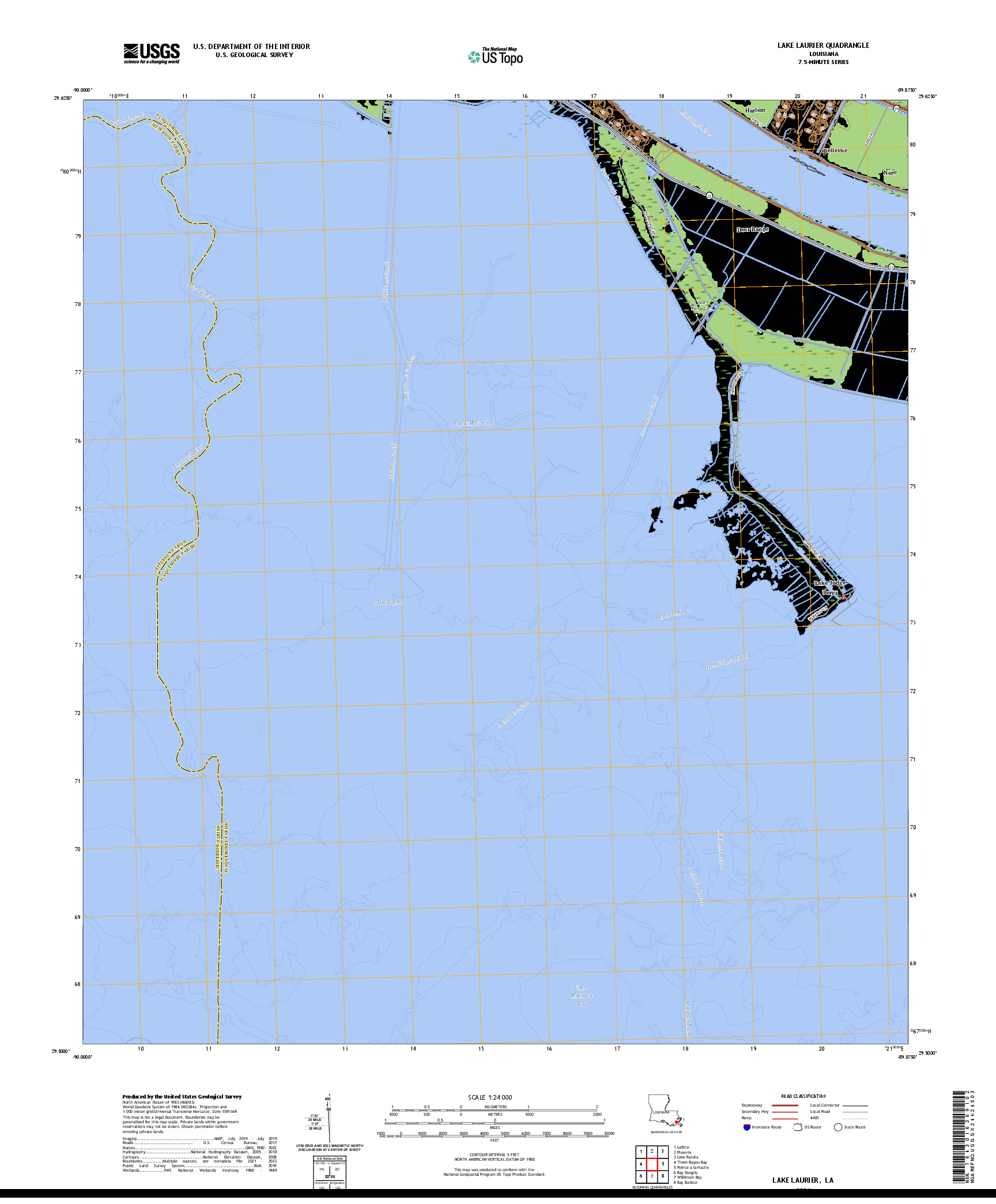 US TOPO 7.5-MINUTE MAP FOR LAKE LAURIER, LA