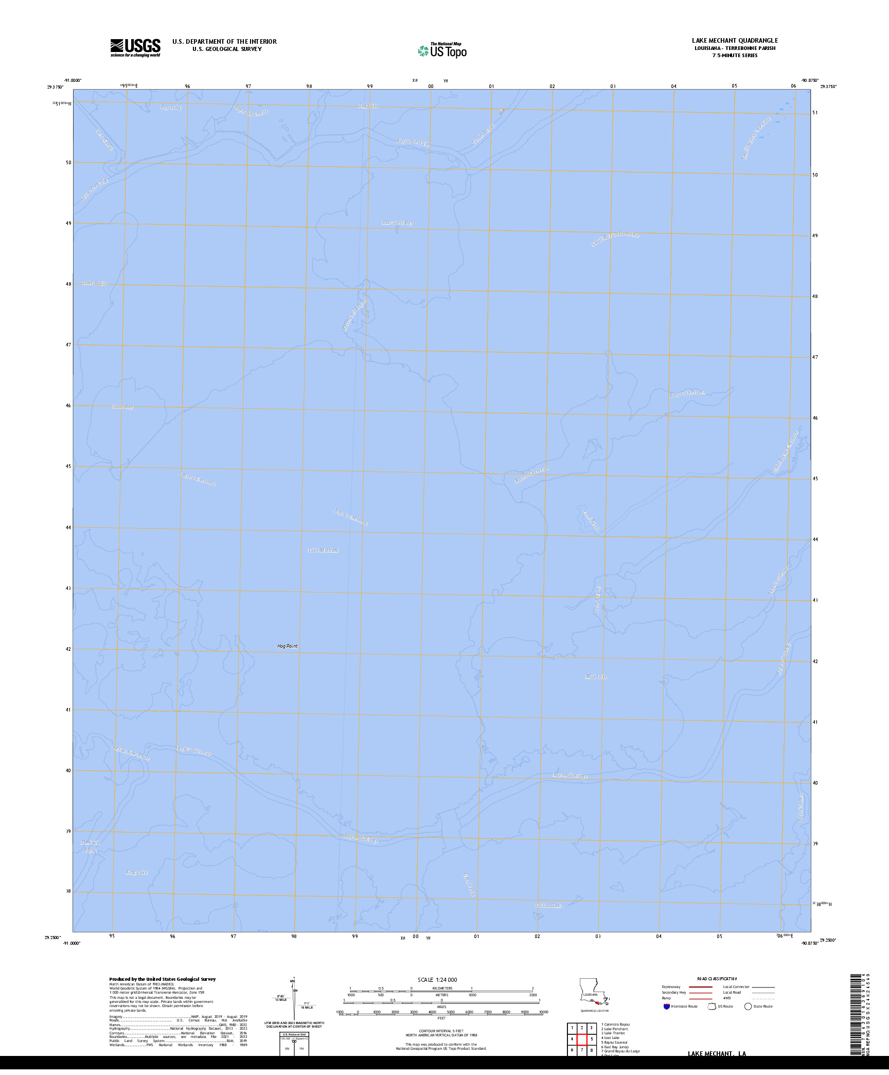 US TOPO 7.5-MINUTE MAP FOR LAKE MECHANT, LA