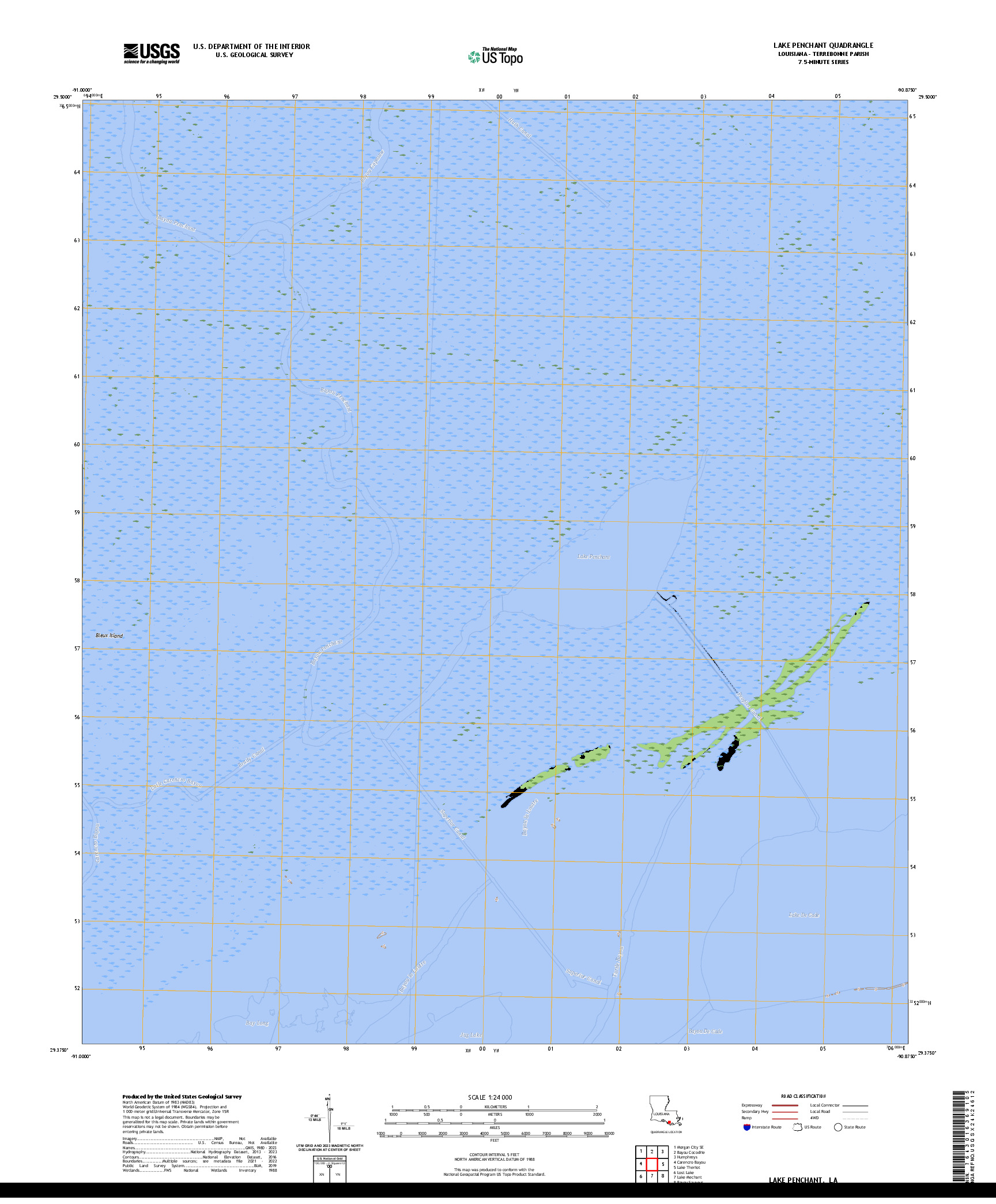 US TOPO 7.5-MINUTE MAP FOR LAKE PENCHANT, LA