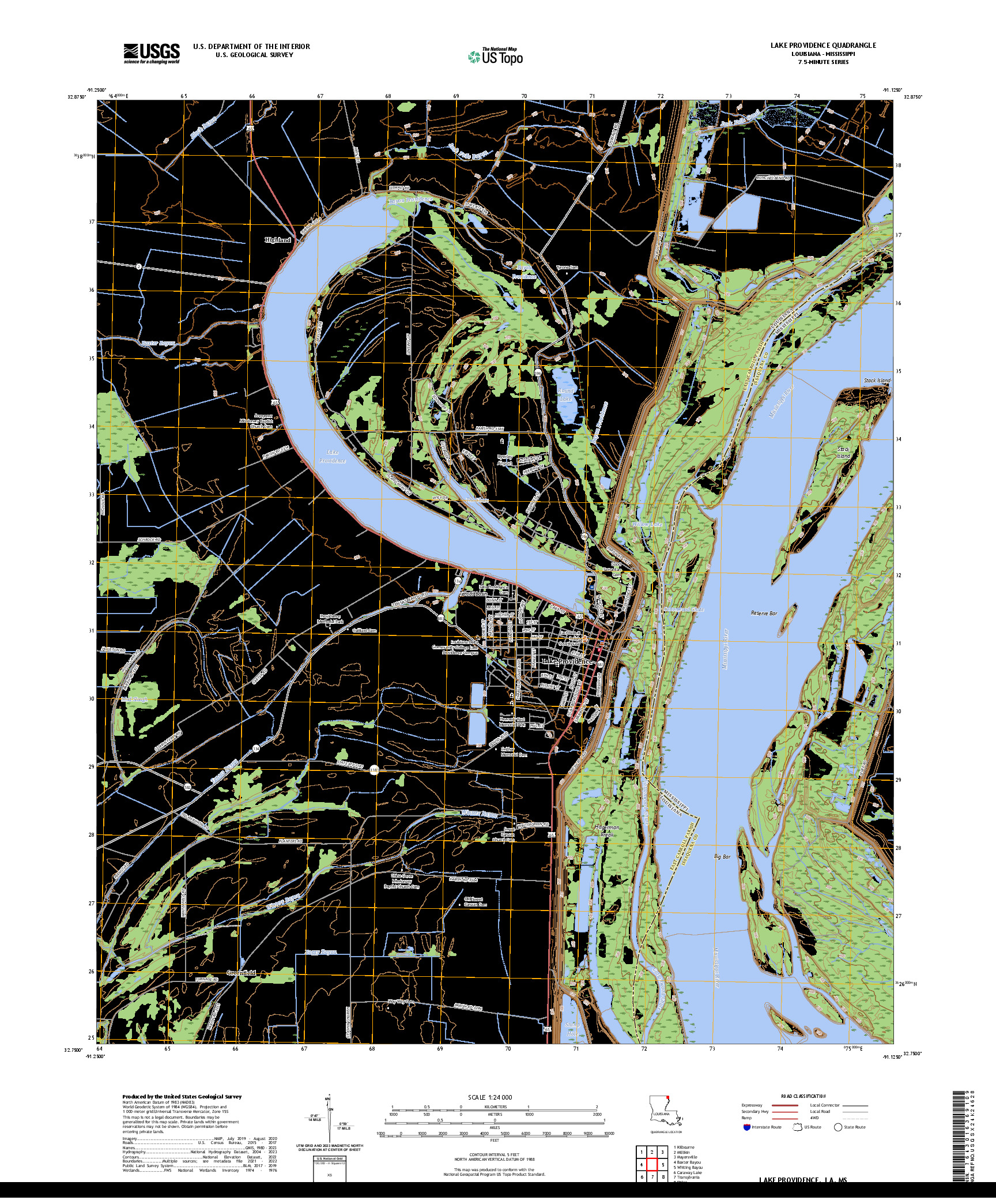 US TOPO 7.5-MINUTE MAP FOR LAKE PROVIDENCE, LA,MS