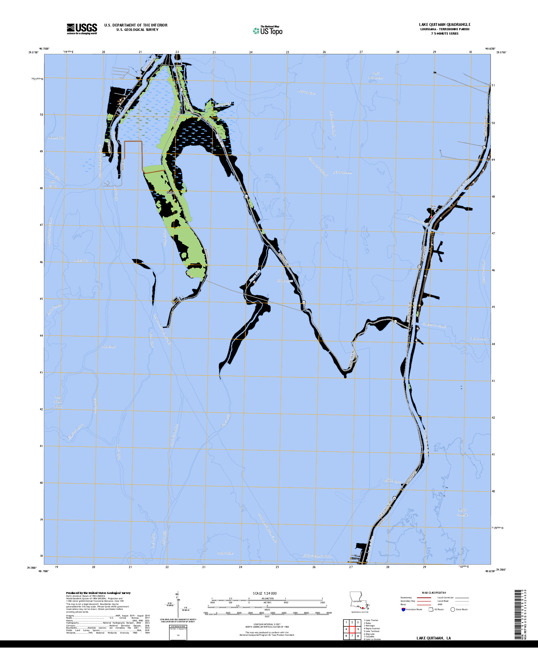 US TOPO 7.5-MINUTE MAP FOR LAKE QUITMAN, LA