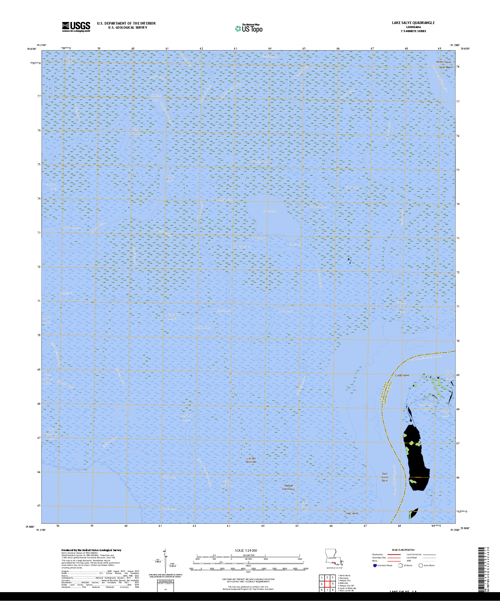 US TOPO 7.5-MINUTE MAP FOR LAKE SALVE, LA