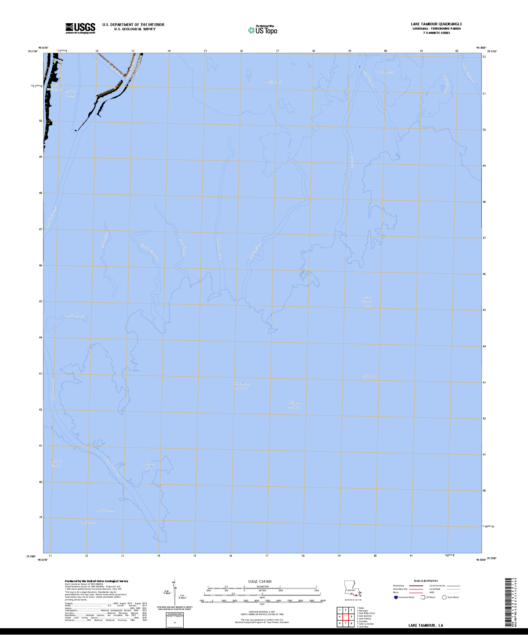 US TOPO 7.5-MINUTE MAP FOR LAKE TAMBOUR, LA