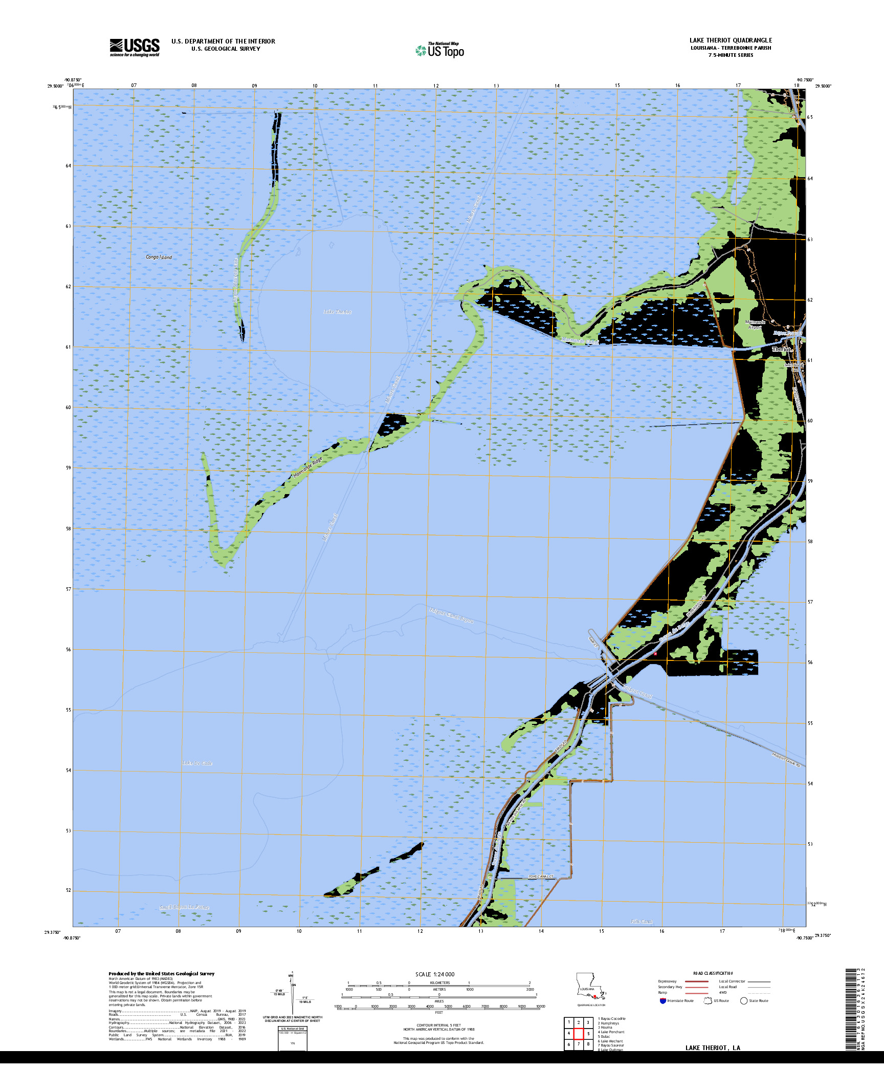 US TOPO 7.5-MINUTE MAP FOR LAKE THERIOT, LA