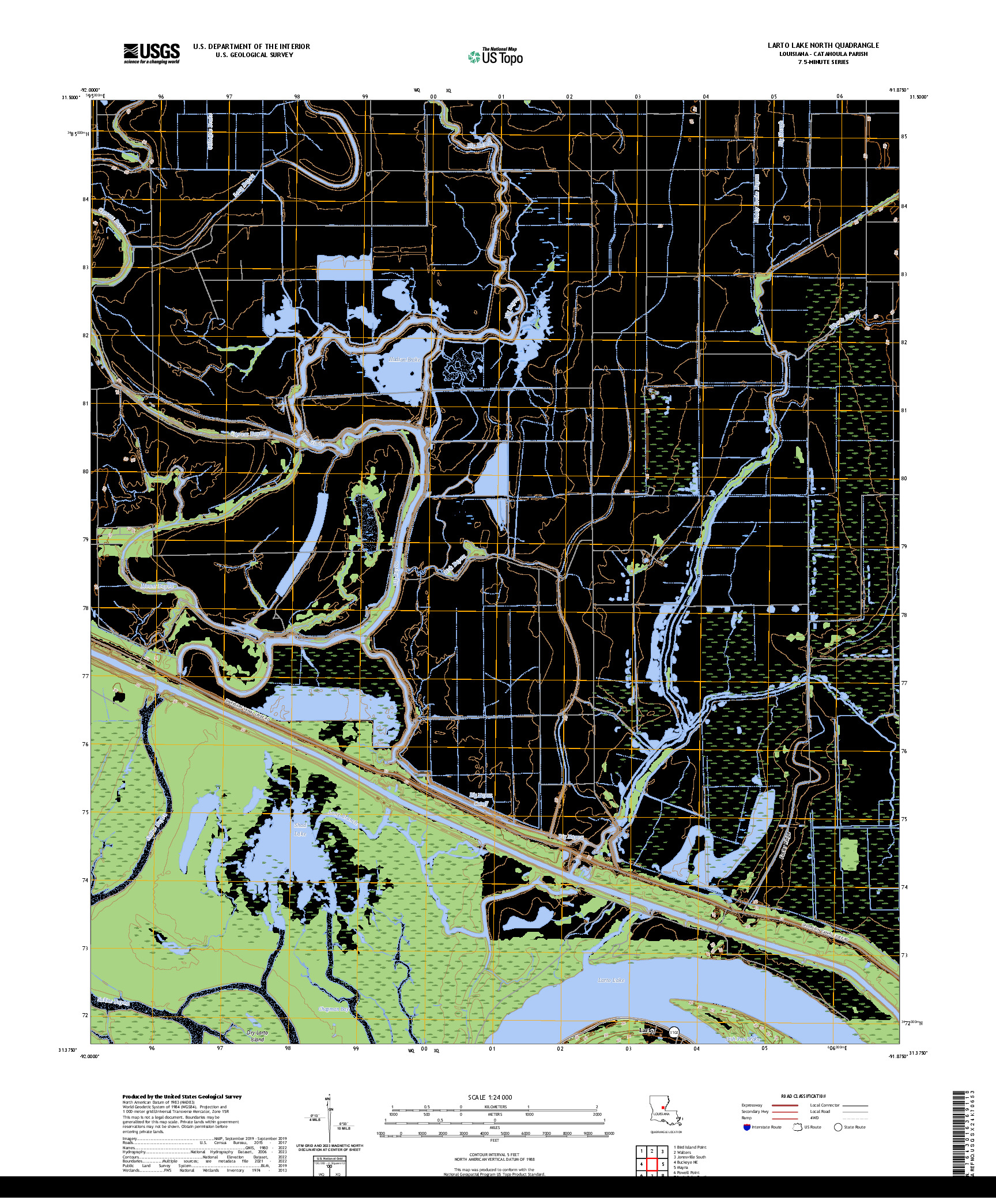 US TOPO 7.5-MINUTE MAP FOR LARTO LAKE NORTH, LA