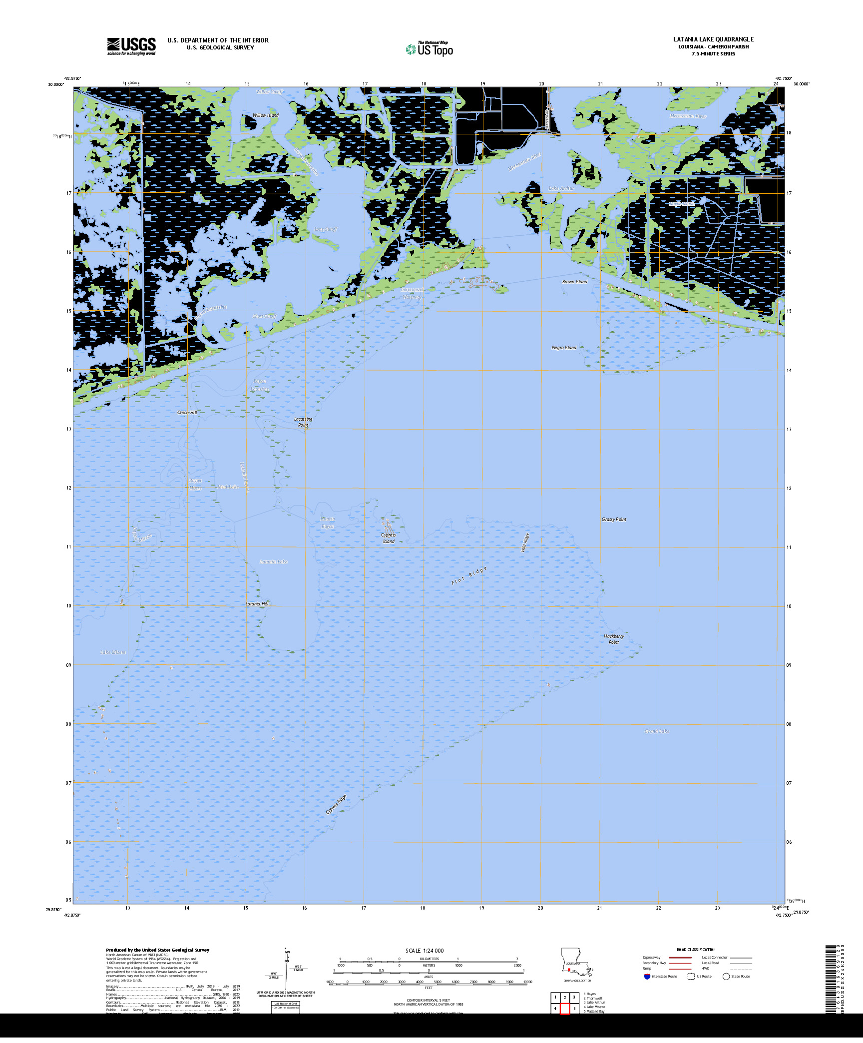 US TOPO 7.5-MINUTE MAP FOR LATANIA LAKE, LA