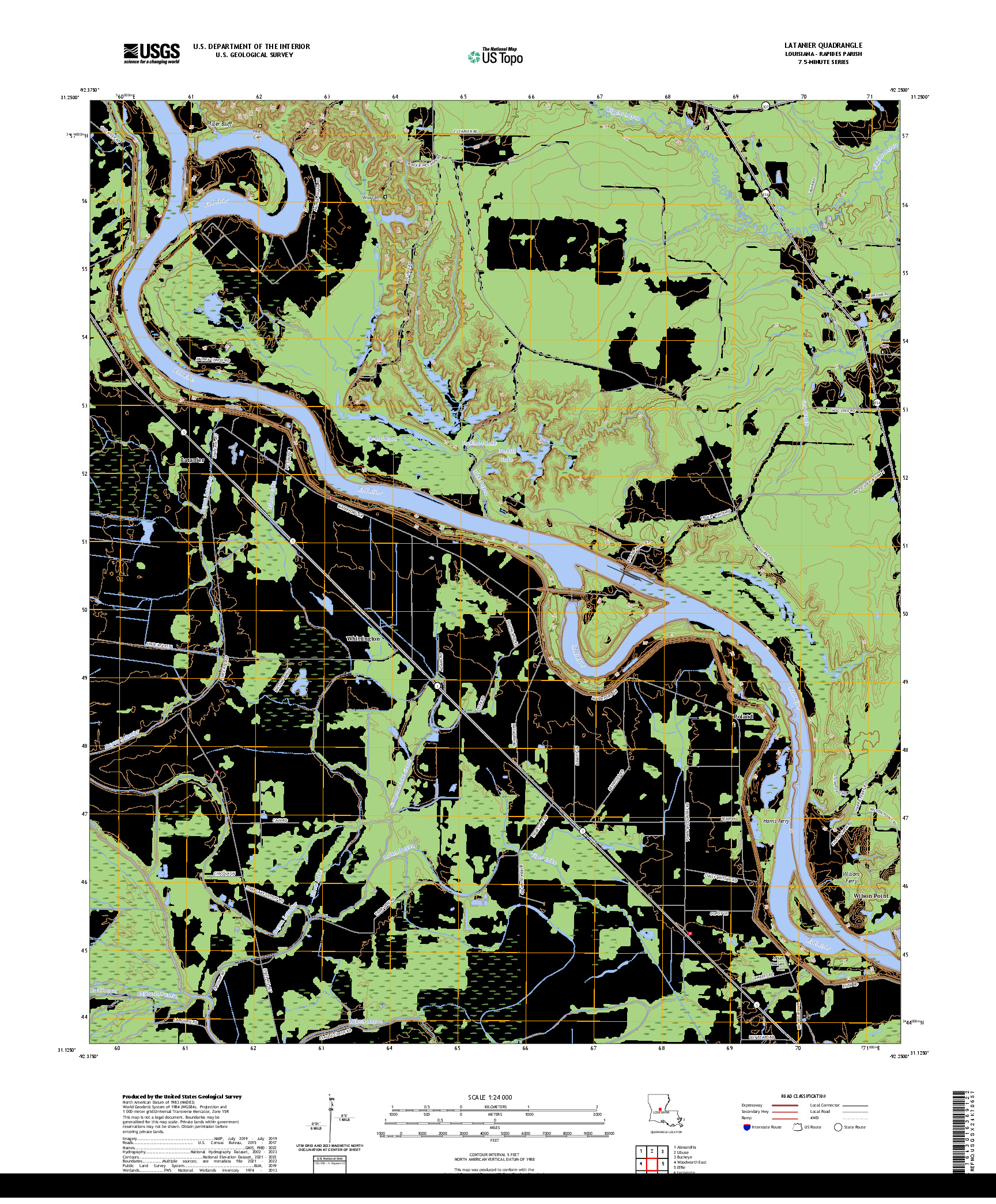 US TOPO 7.5-MINUTE MAP FOR LATANIER, LA