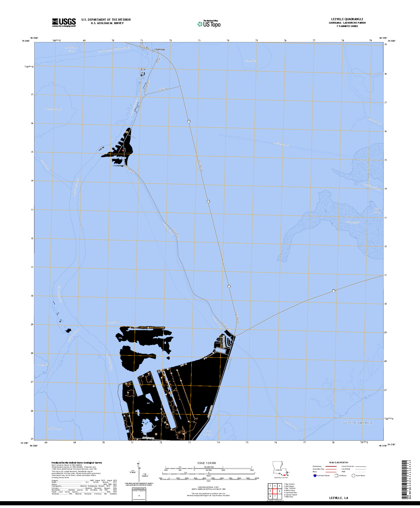 US TOPO 7.5-MINUTE MAP FOR LEEVILLE, LA