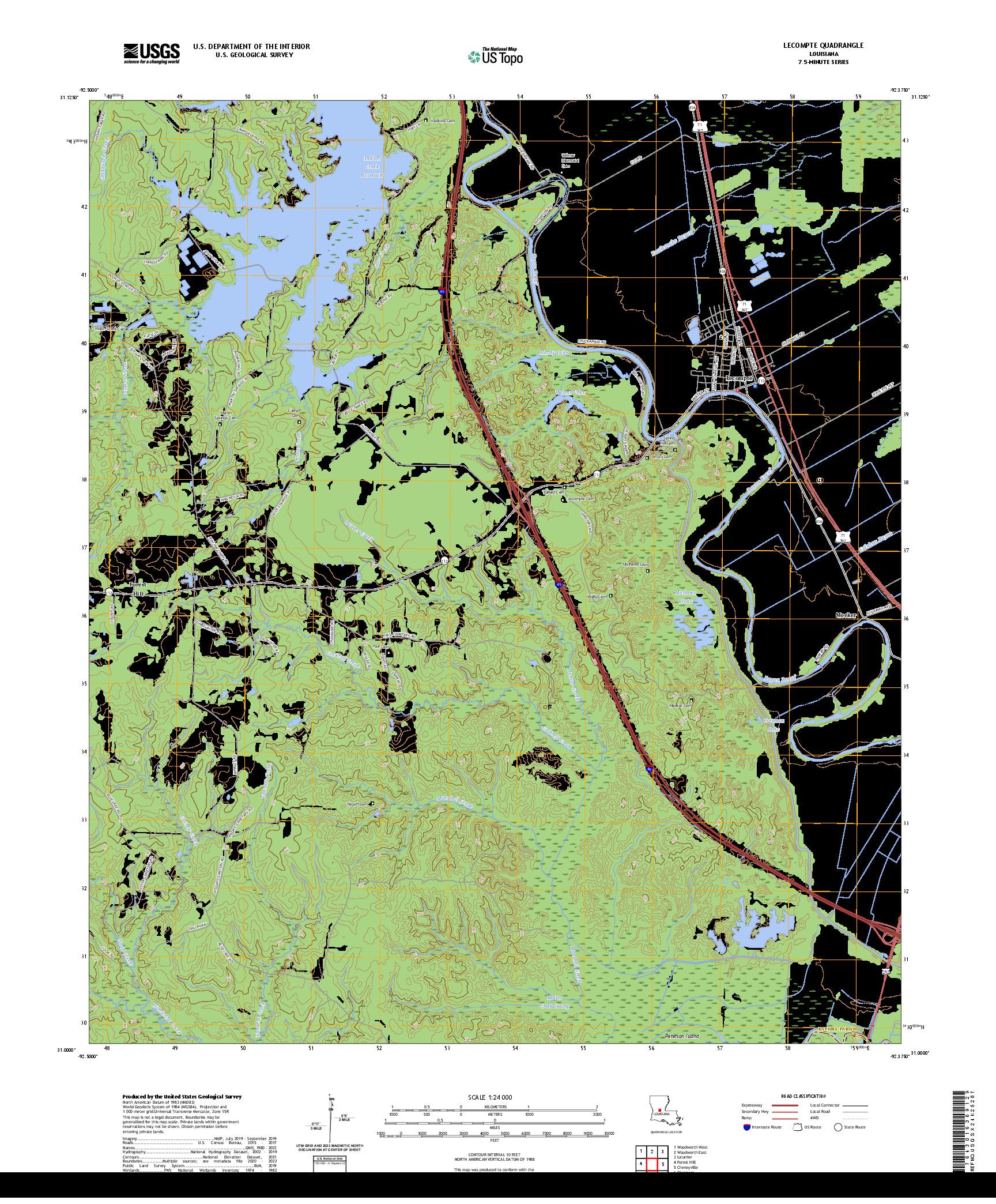 US TOPO 7.5-MINUTE MAP FOR LECOMPTE, LA