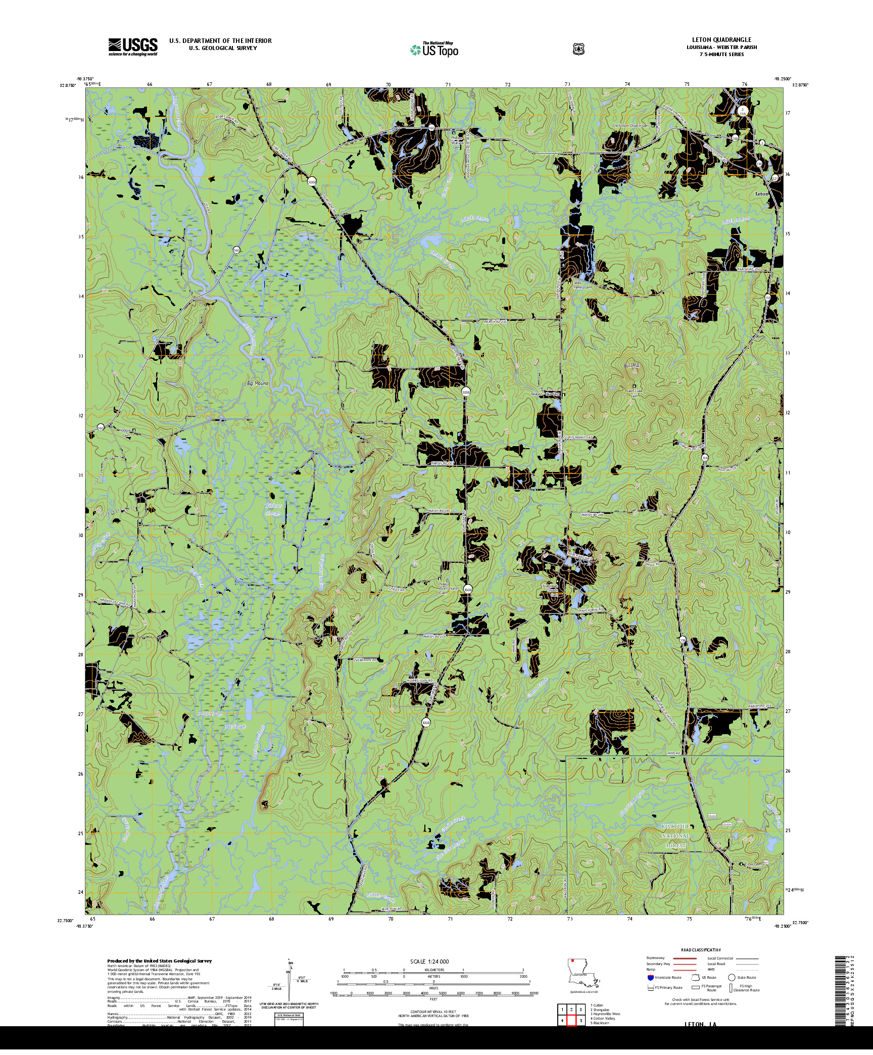 US TOPO 7.5-MINUTE MAP FOR LETON, LA