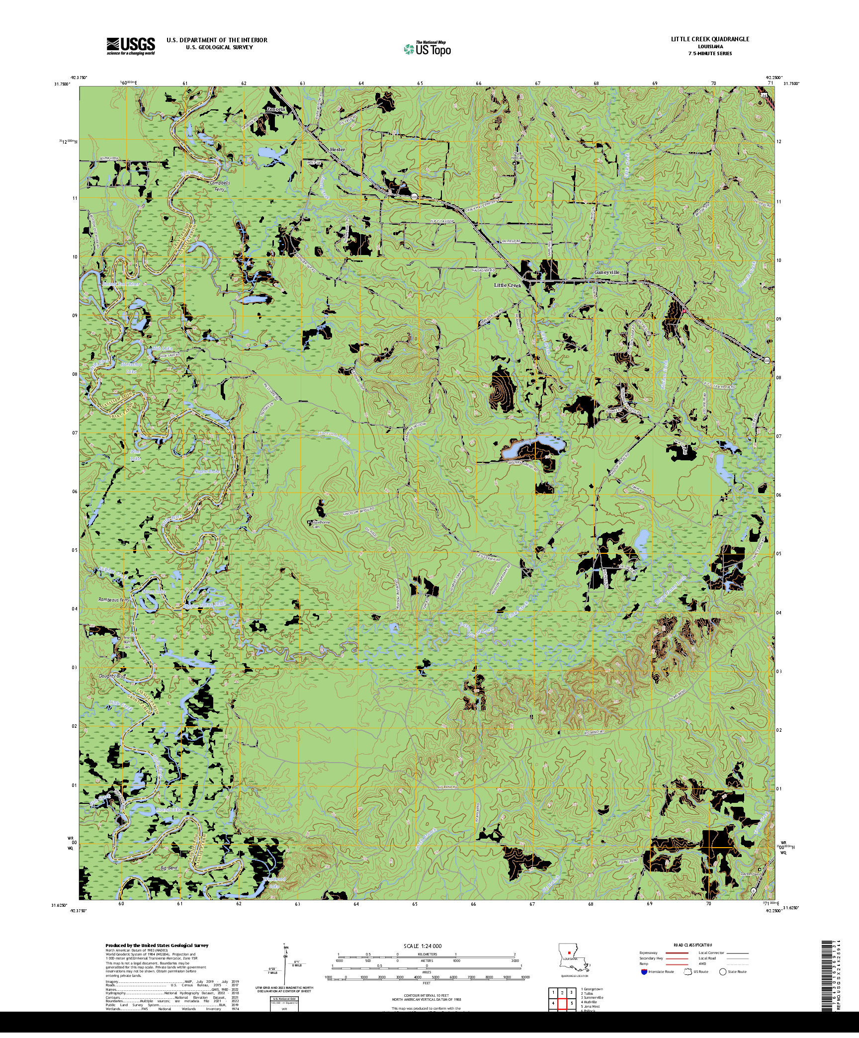 US TOPO 7.5-MINUTE MAP FOR LITTLE CREEK, LA