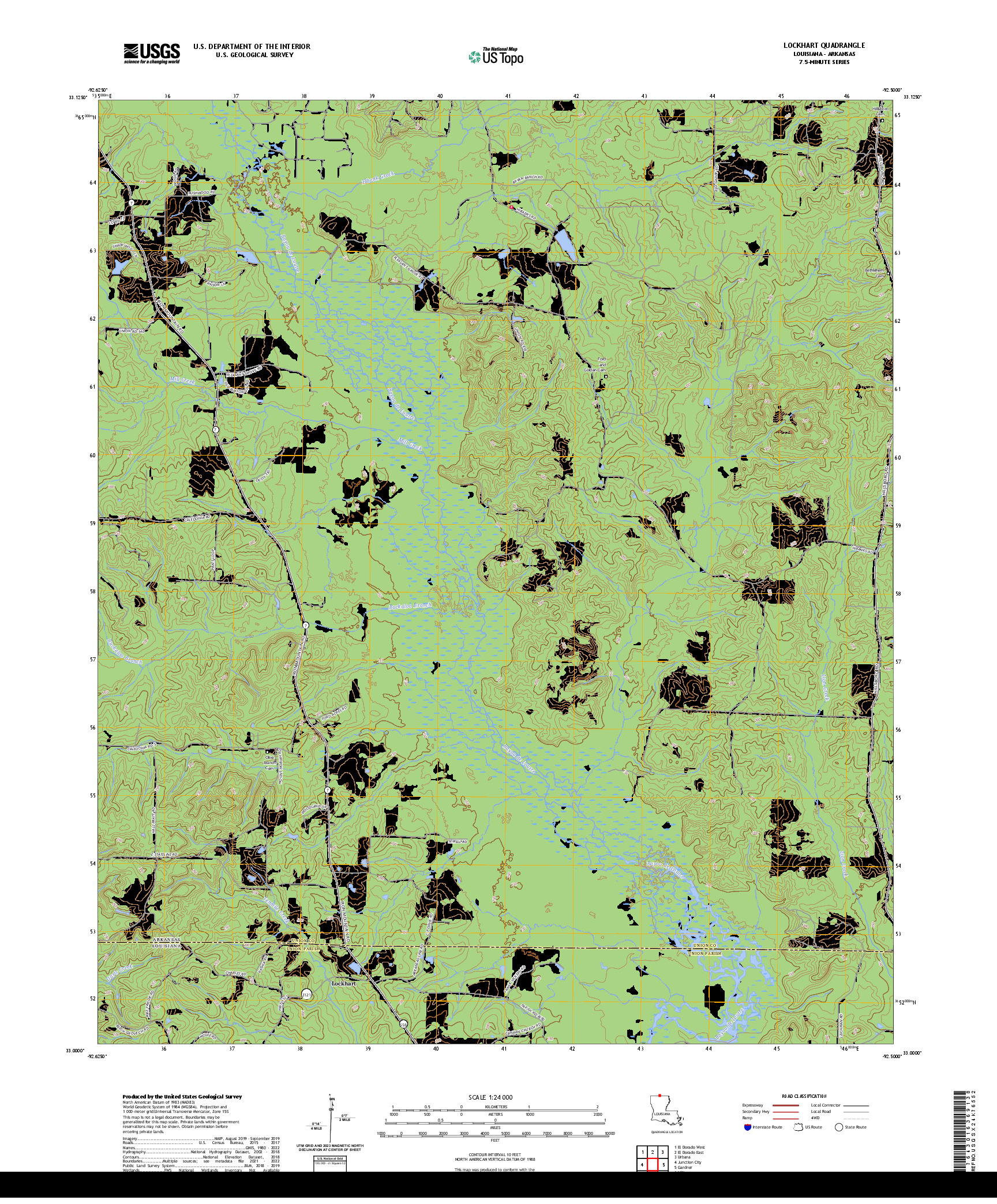 US TOPO 7.5-MINUTE MAP FOR LOCKHART, LA,AR