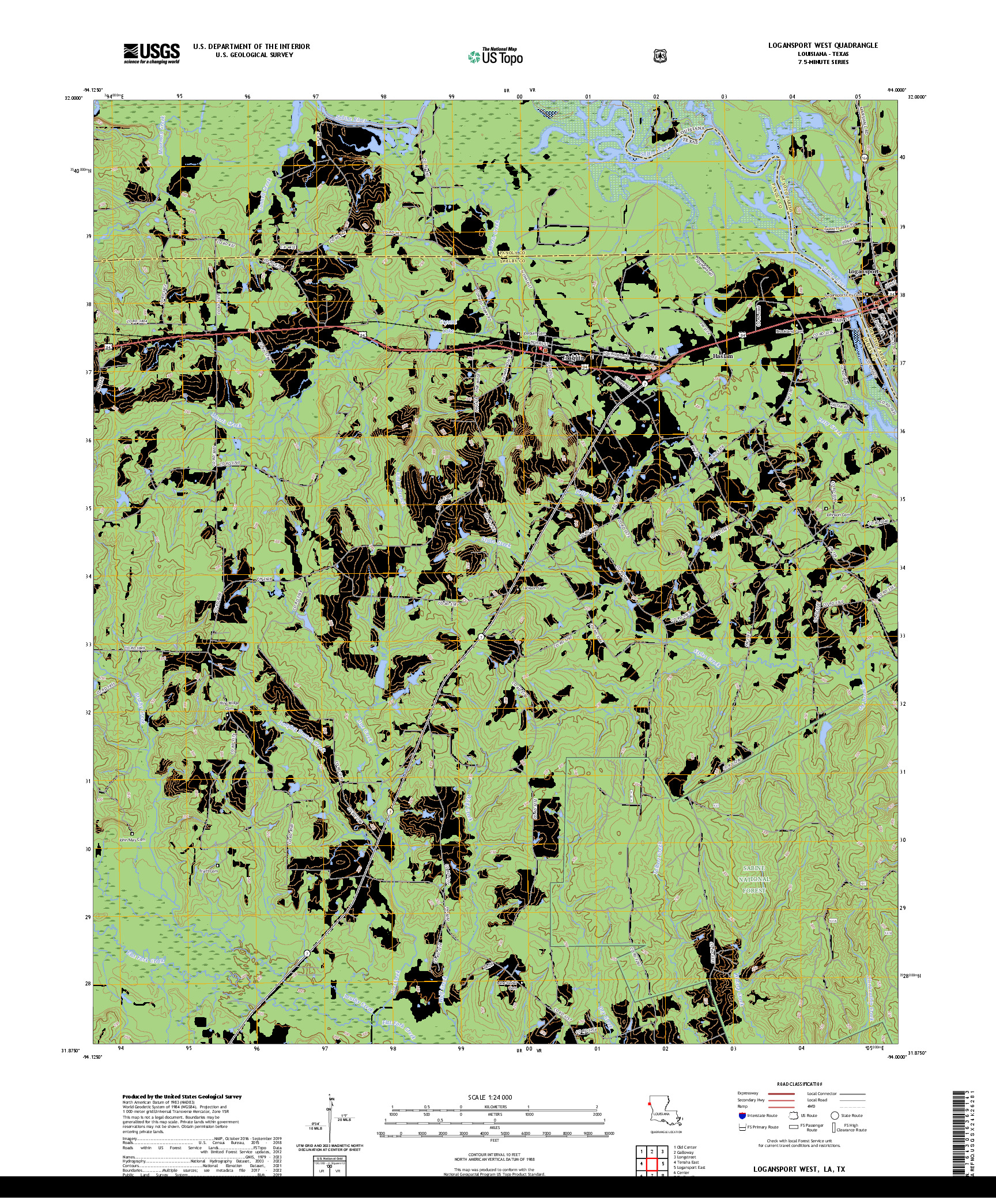 US TOPO 7.5-MINUTE MAP FOR LOGANSPORT WEST, LA,TX