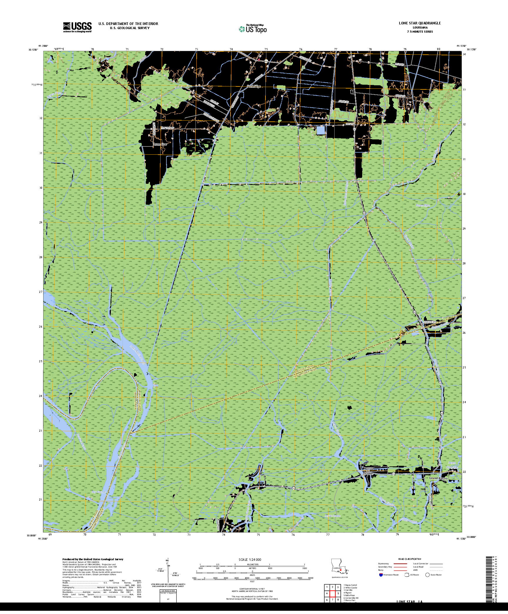 US TOPO 7.5-MINUTE MAP FOR LONE STAR, LA