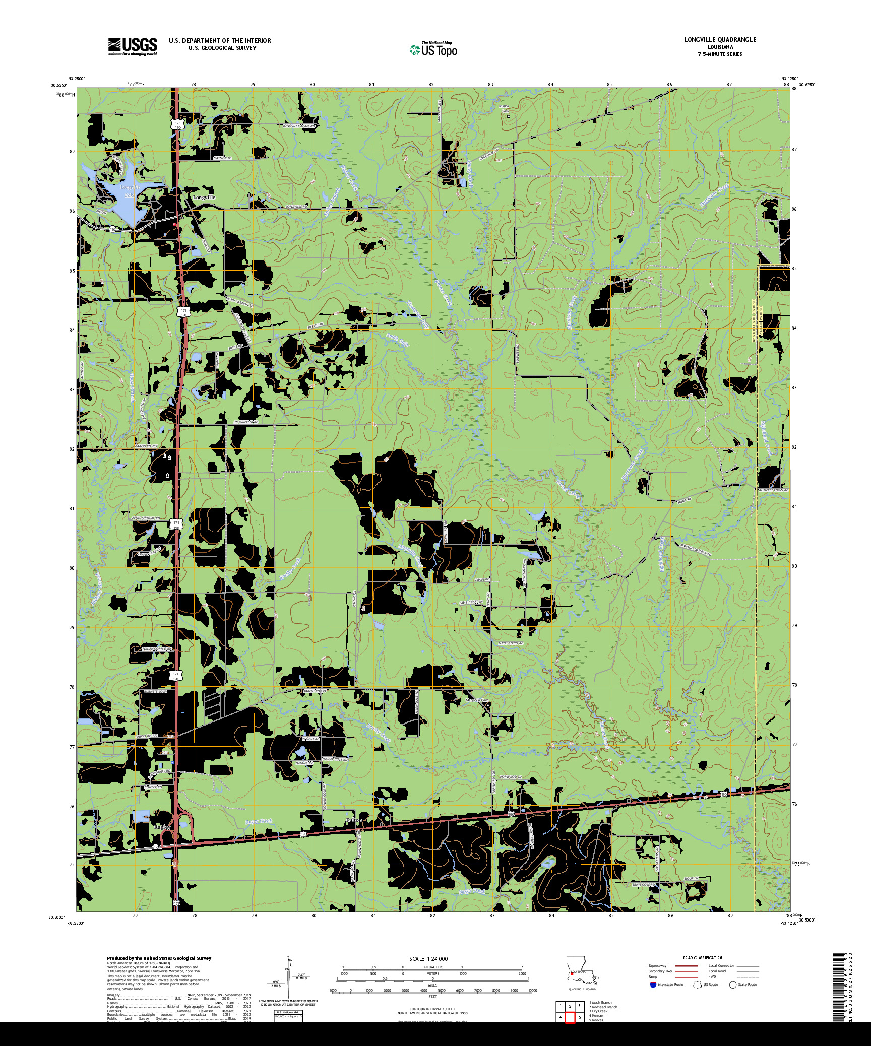 US TOPO 7.5-MINUTE MAP FOR LONGVILLE, LA