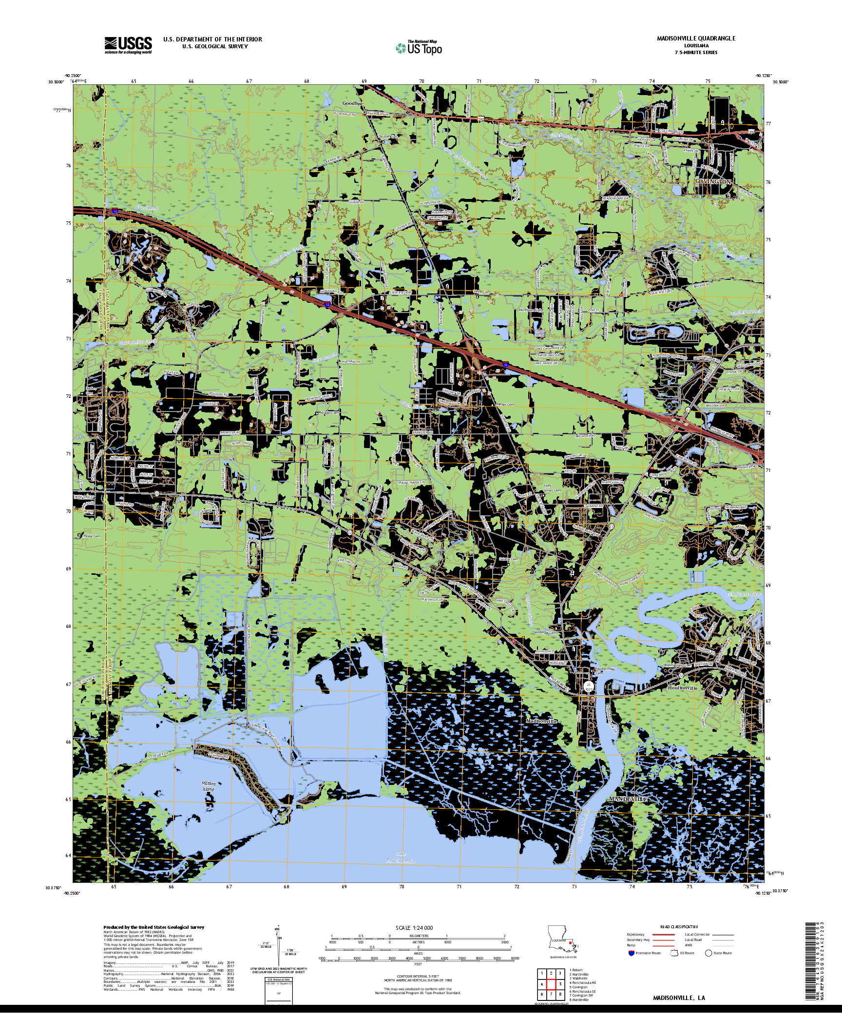 US TOPO 7.5-MINUTE MAP FOR MADISONVILLE, LA