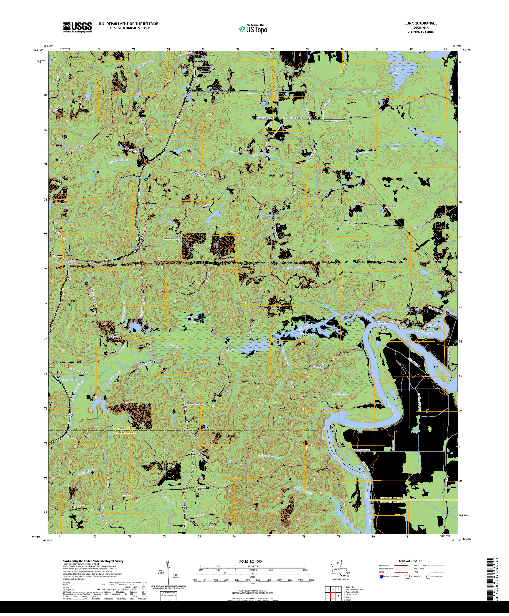 US TOPO 7.5-MINUTE MAP FOR LUNA, LA