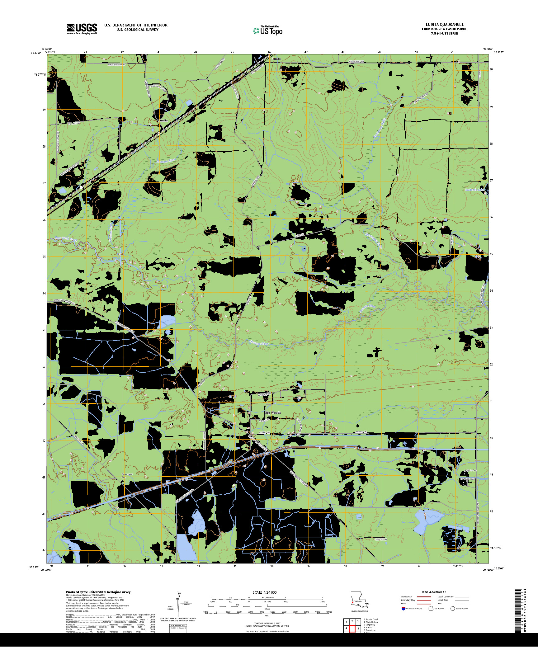 US TOPO 7.5-MINUTE MAP FOR LUNITA, LA