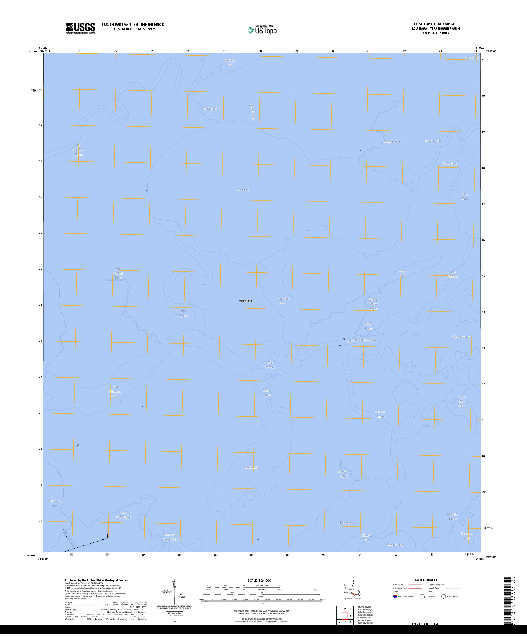 US TOPO 7.5-MINUTE MAP FOR LOST LAKE, LA