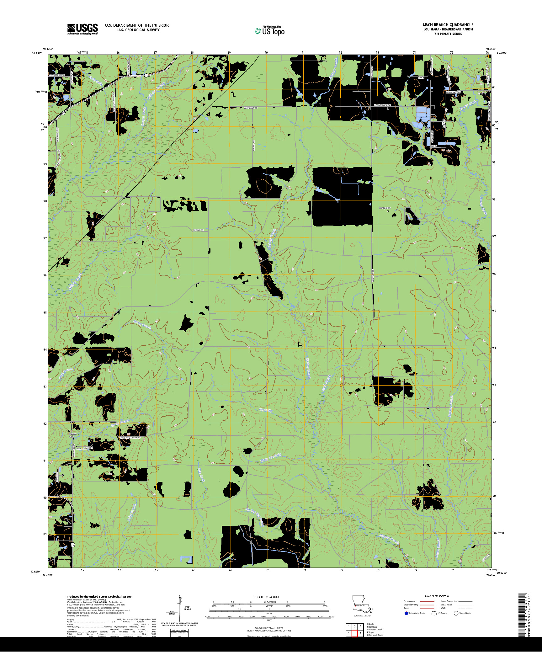 US TOPO 7.5-MINUTE MAP FOR MACH BRANCH, LA