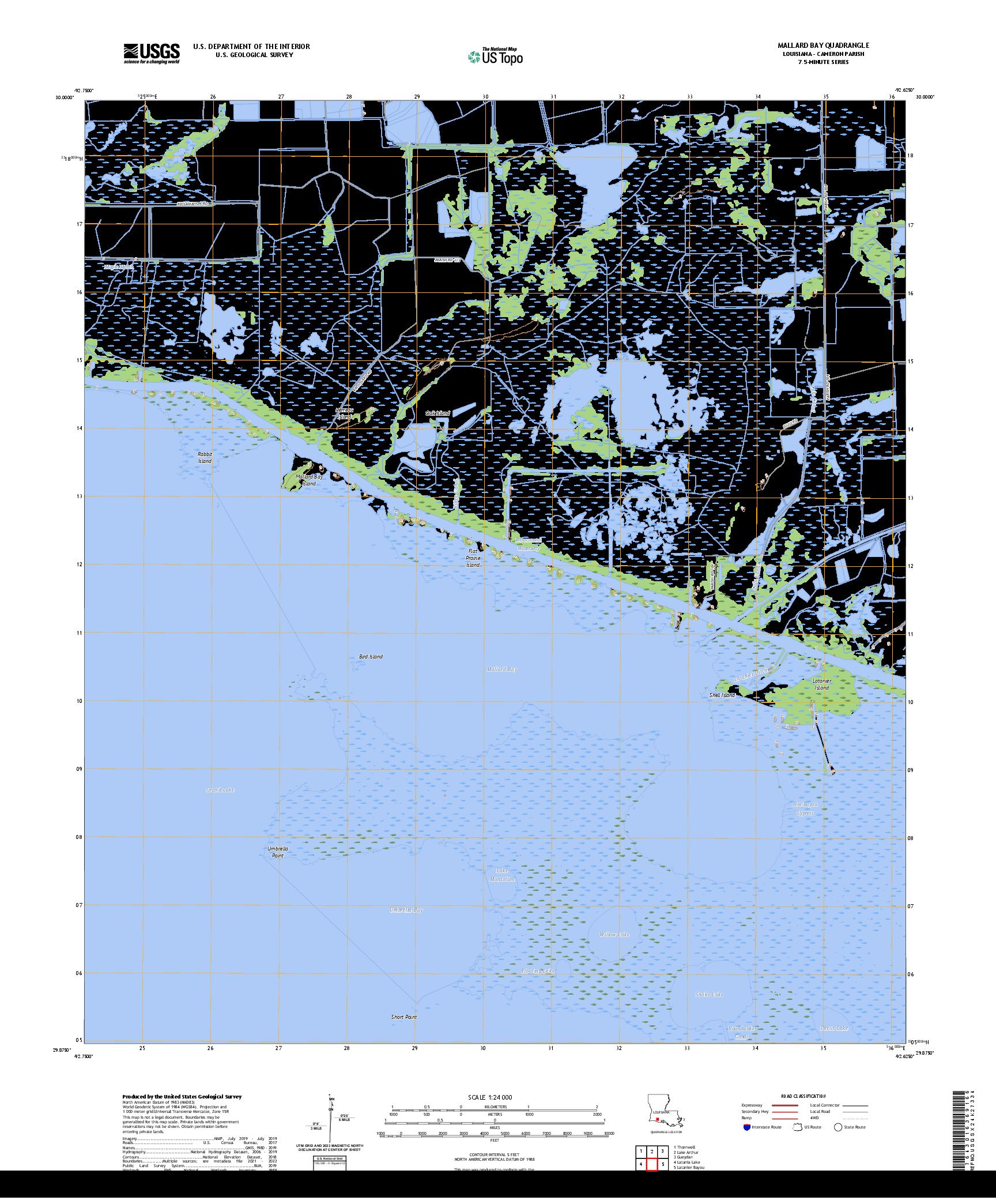 US TOPO 7.5-MINUTE MAP FOR MALLARD BAY, LA