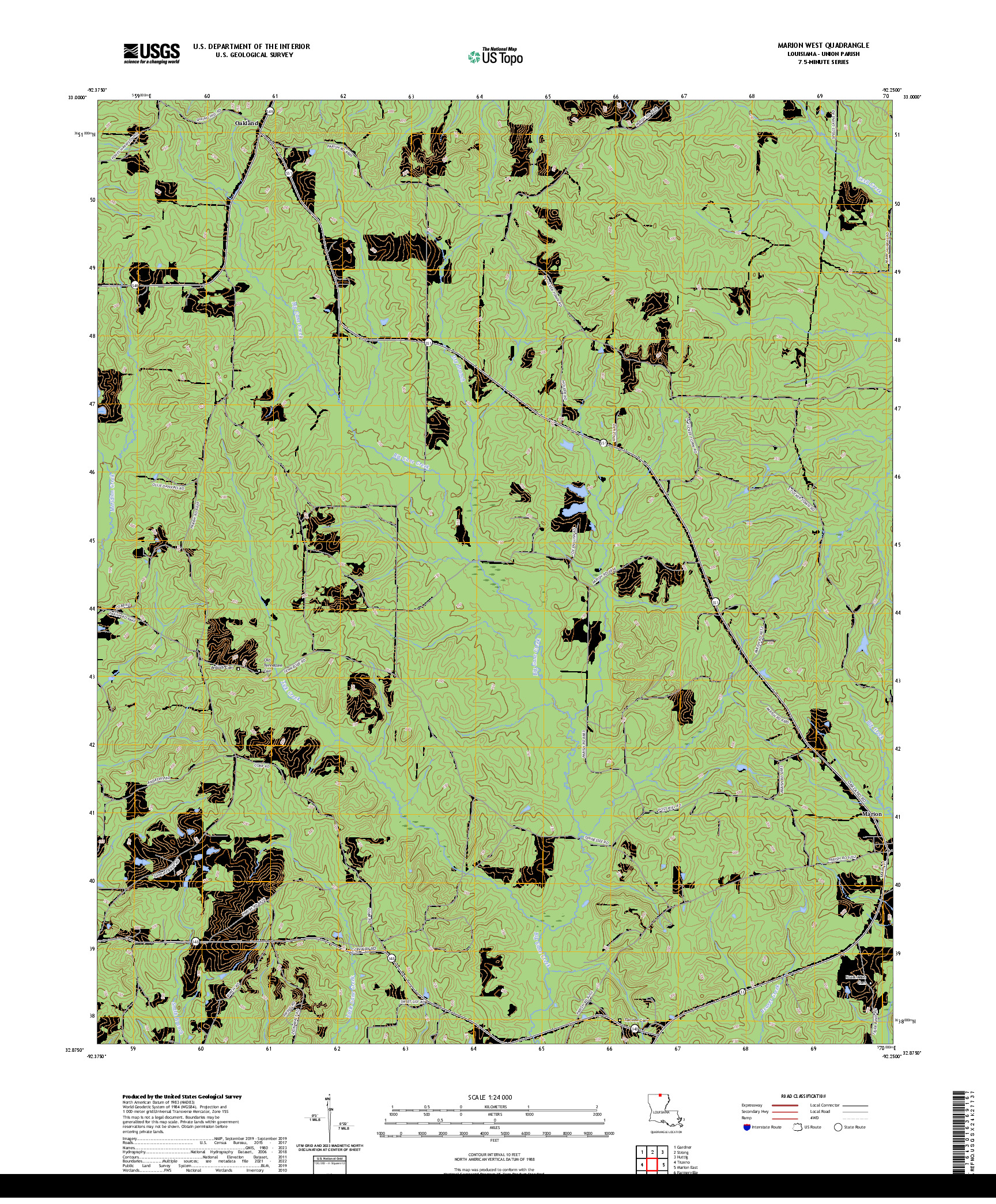 US TOPO 7.5-MINUTE MAP FOR MARION WEST, LA