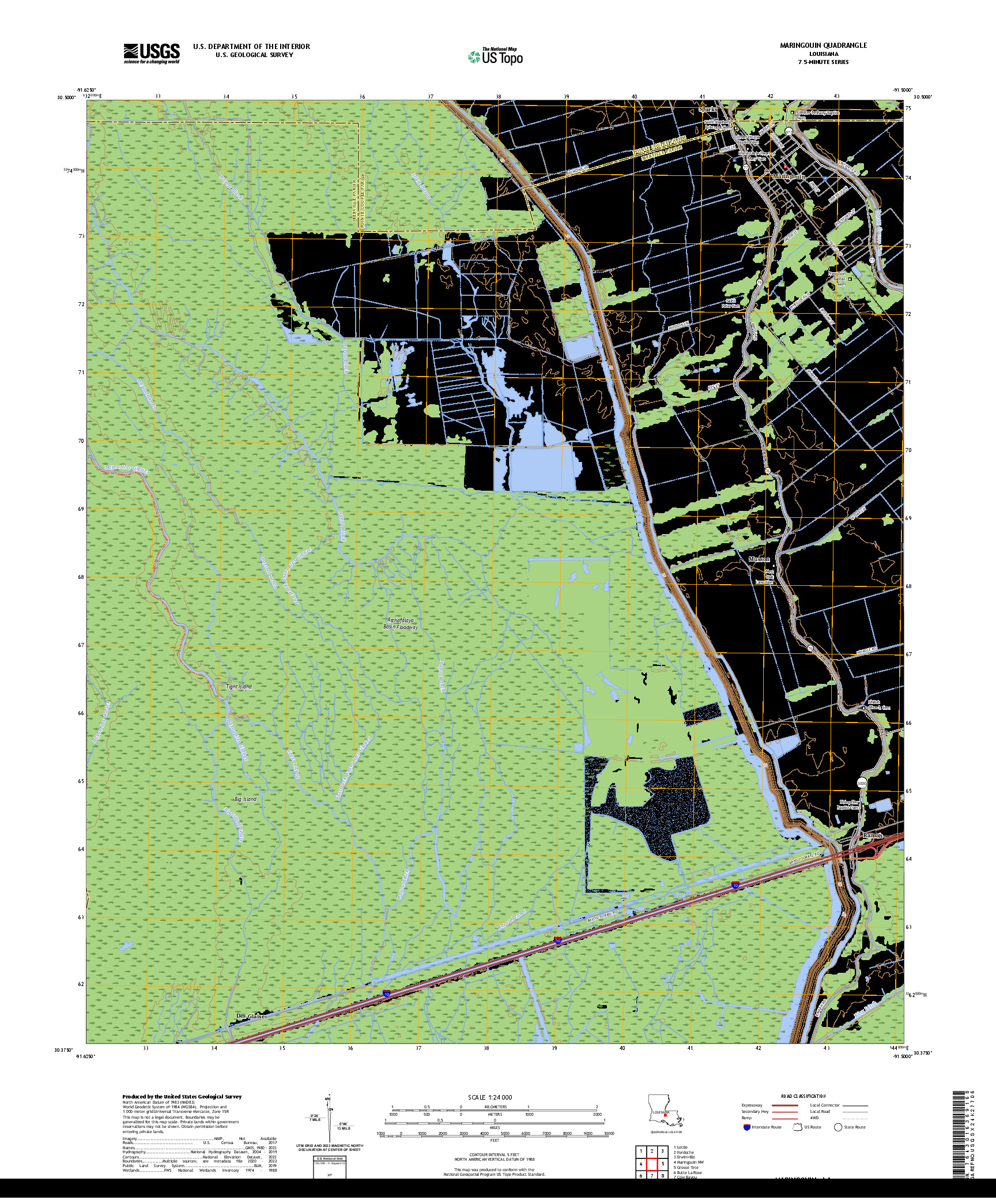 US TOPO 7.5-MINUTE MAP FOR MARINGOUIN, LA