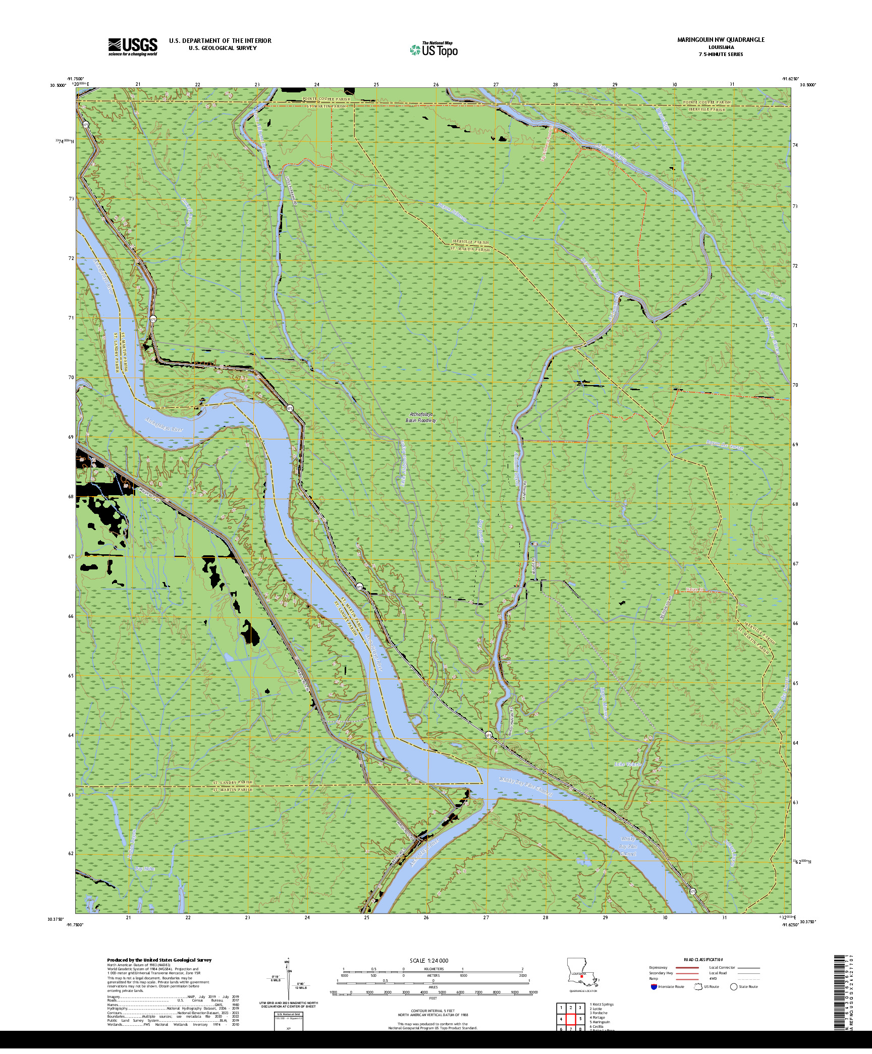 US TOPO 7.5-MINUTE MAP FOR MARINGOUIN NW, LA